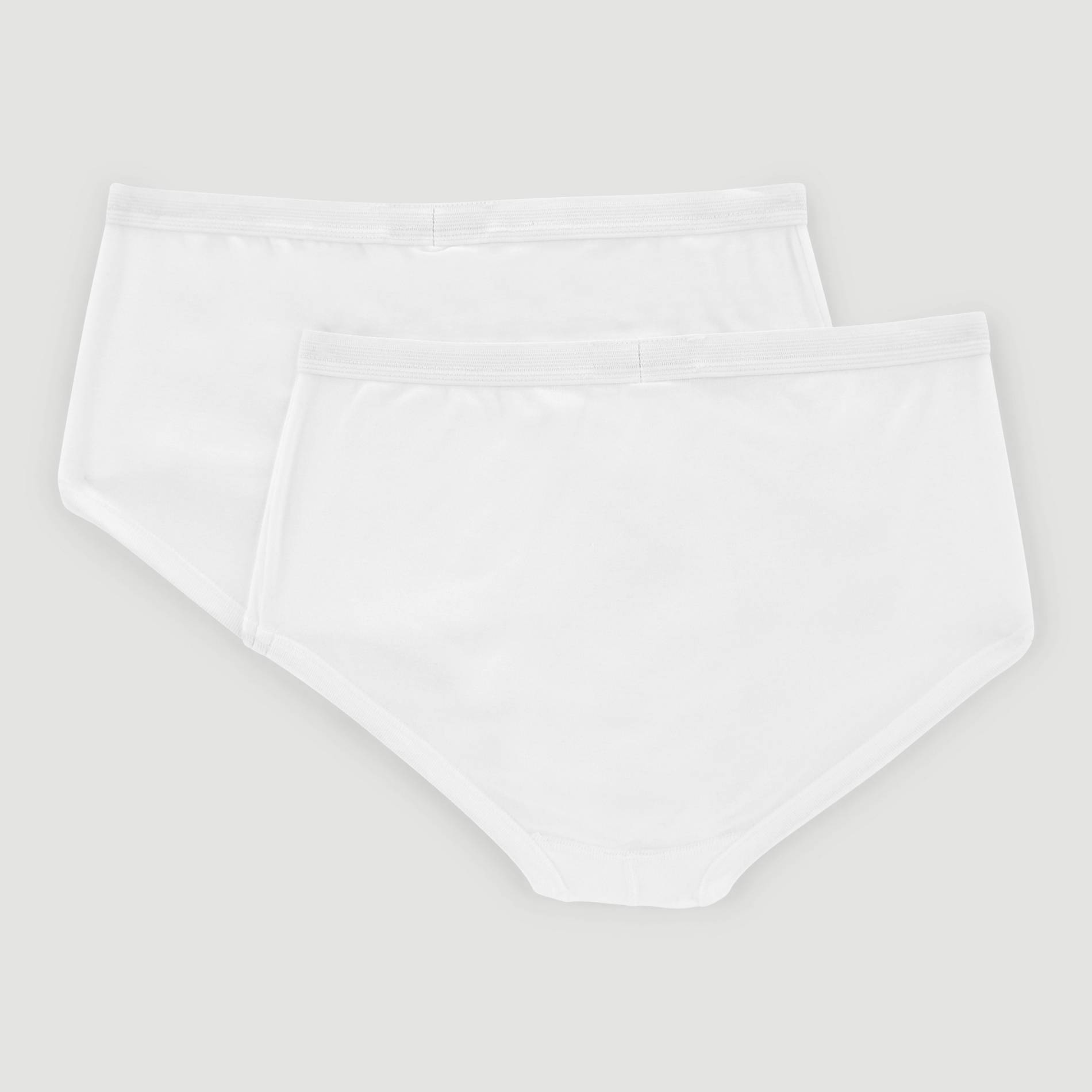 Lot de 2 slips taille haute ouvert c&ocirc;te fine en coton Eminence, certifi&eacute; OEKO-TEX, Blanc, large image number 2.0