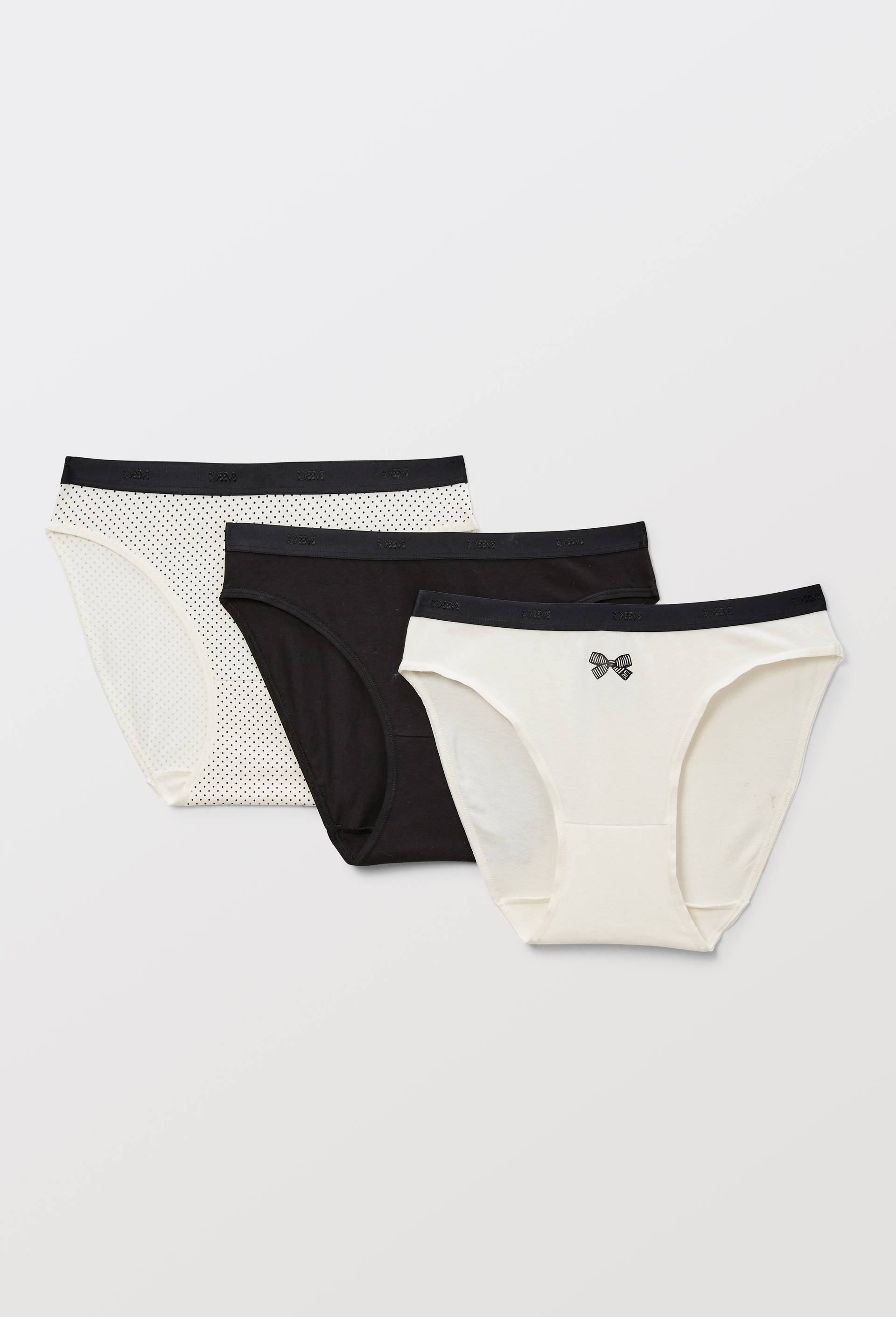 Lot de 3 slips fantaisie en coton POCKET DIM, Ecru, swatch image