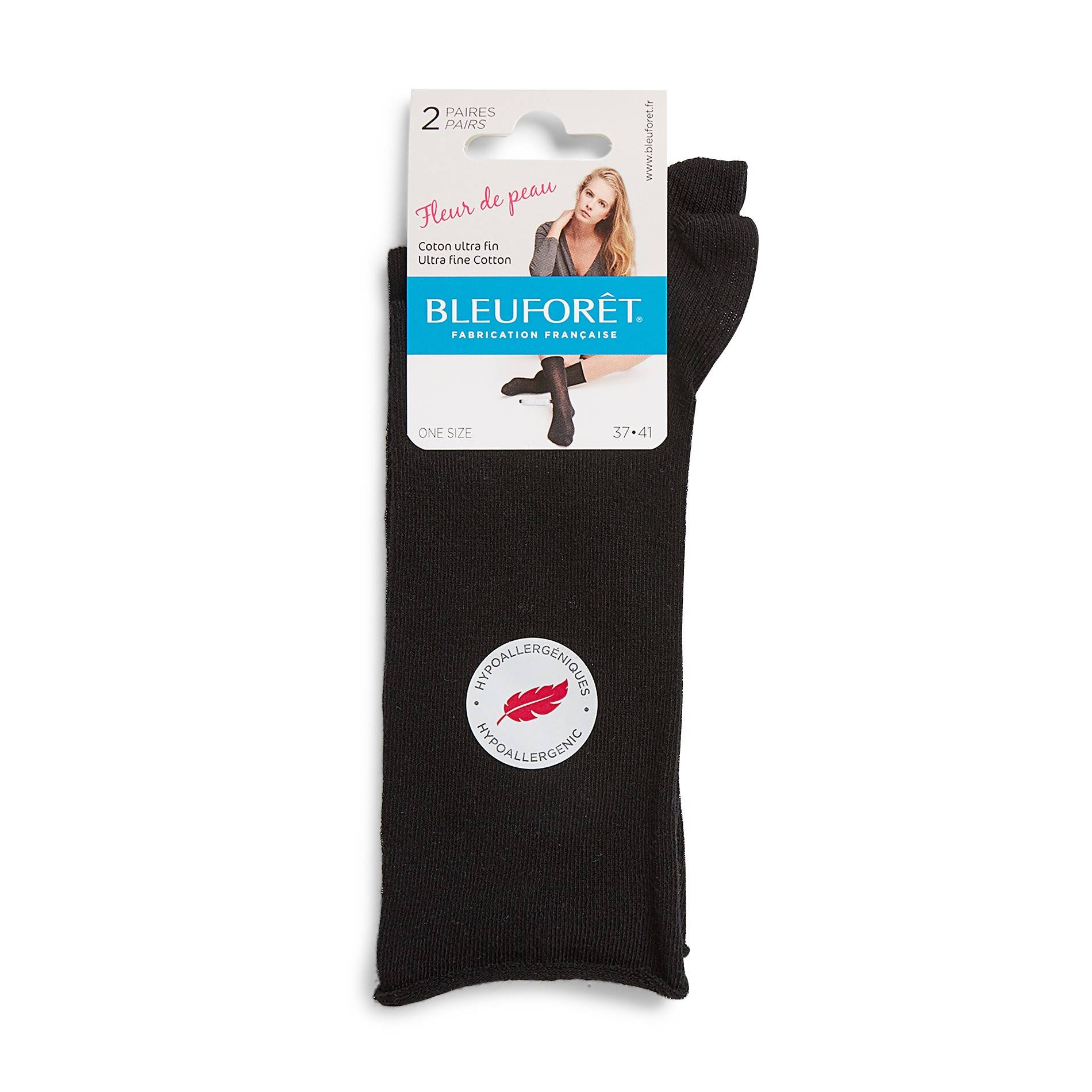 Lot de 2 chaussettes en coton Bleufor&ecirc;t, Noir, large image number 0