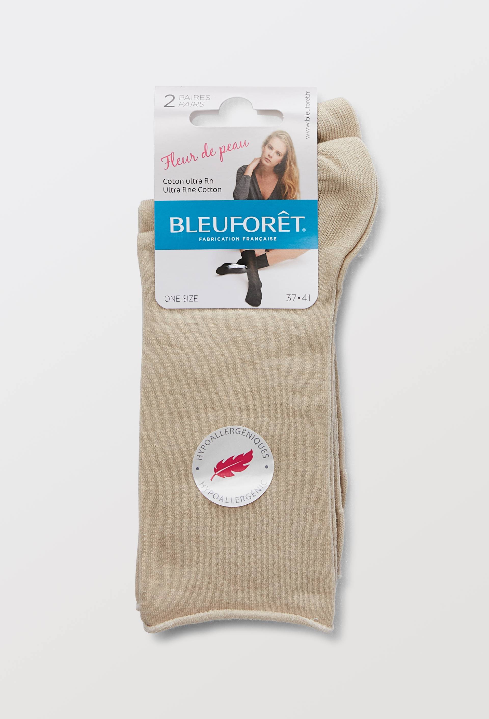 Lot de 2 chaussettes en coton Bleufor&ecirc;t, Beige clair, large image number 2.0