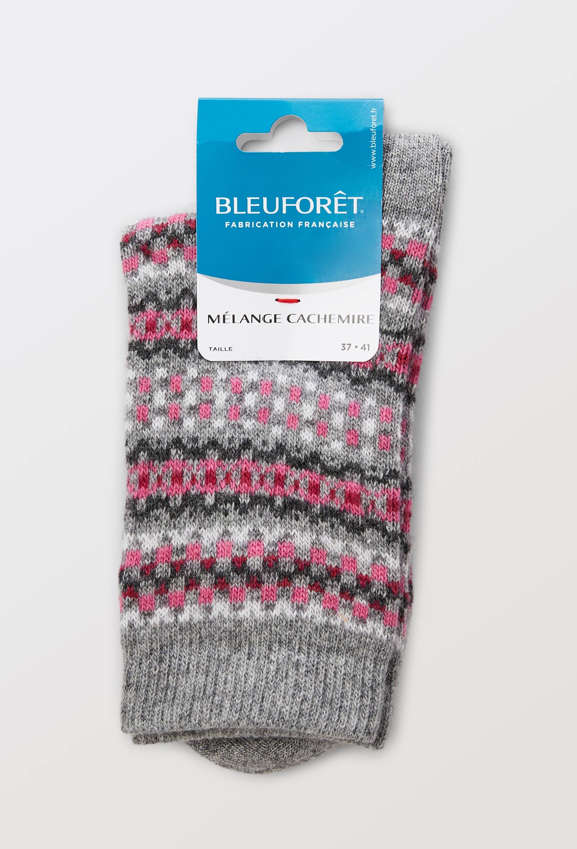 Paire de chaussettes fantaisie contenant du cachemire Bleufor&ecirc;t, Gris fonc&eacute;, large image number 2