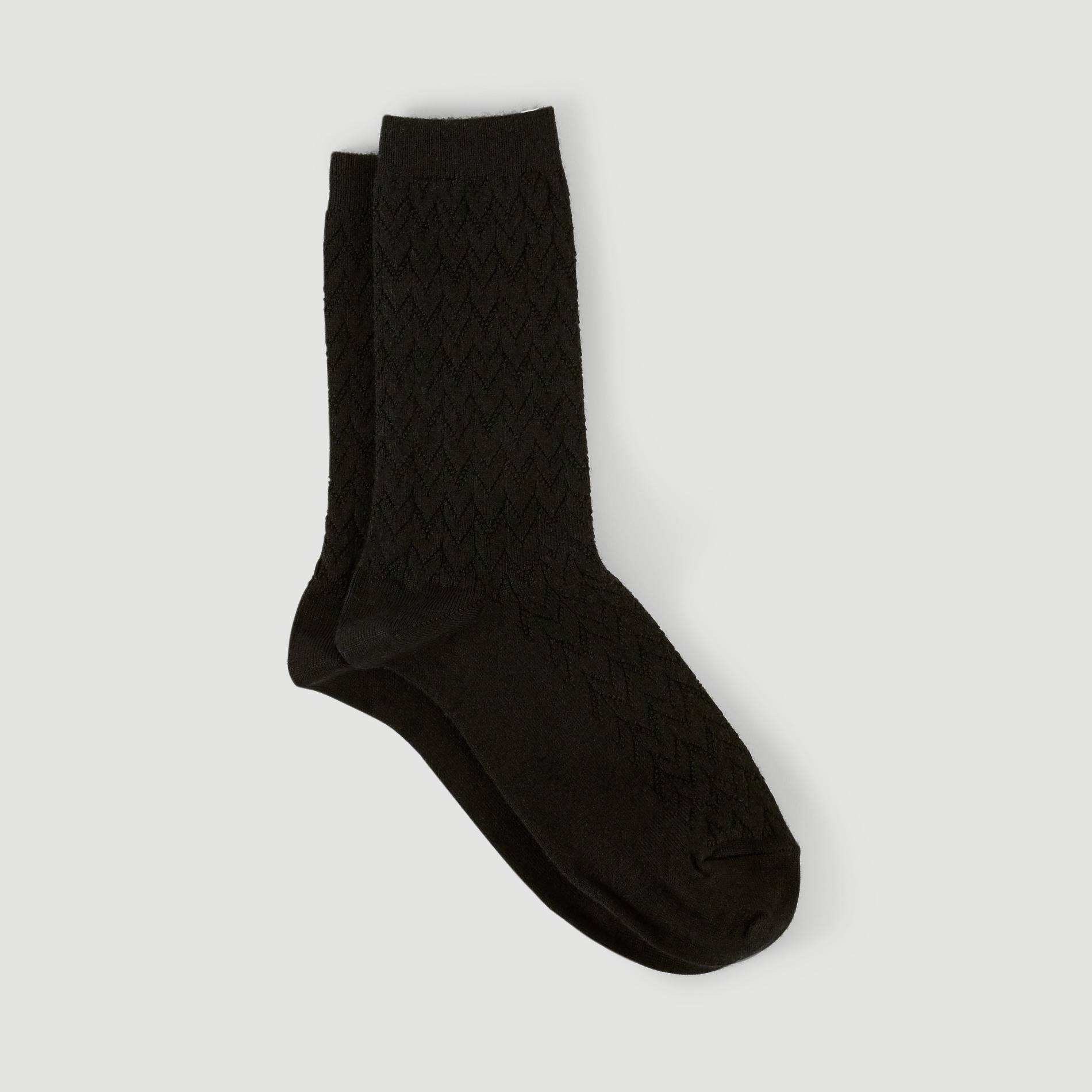 Paire de chaussette en laine et soie Labonal, Noir, large image number 1