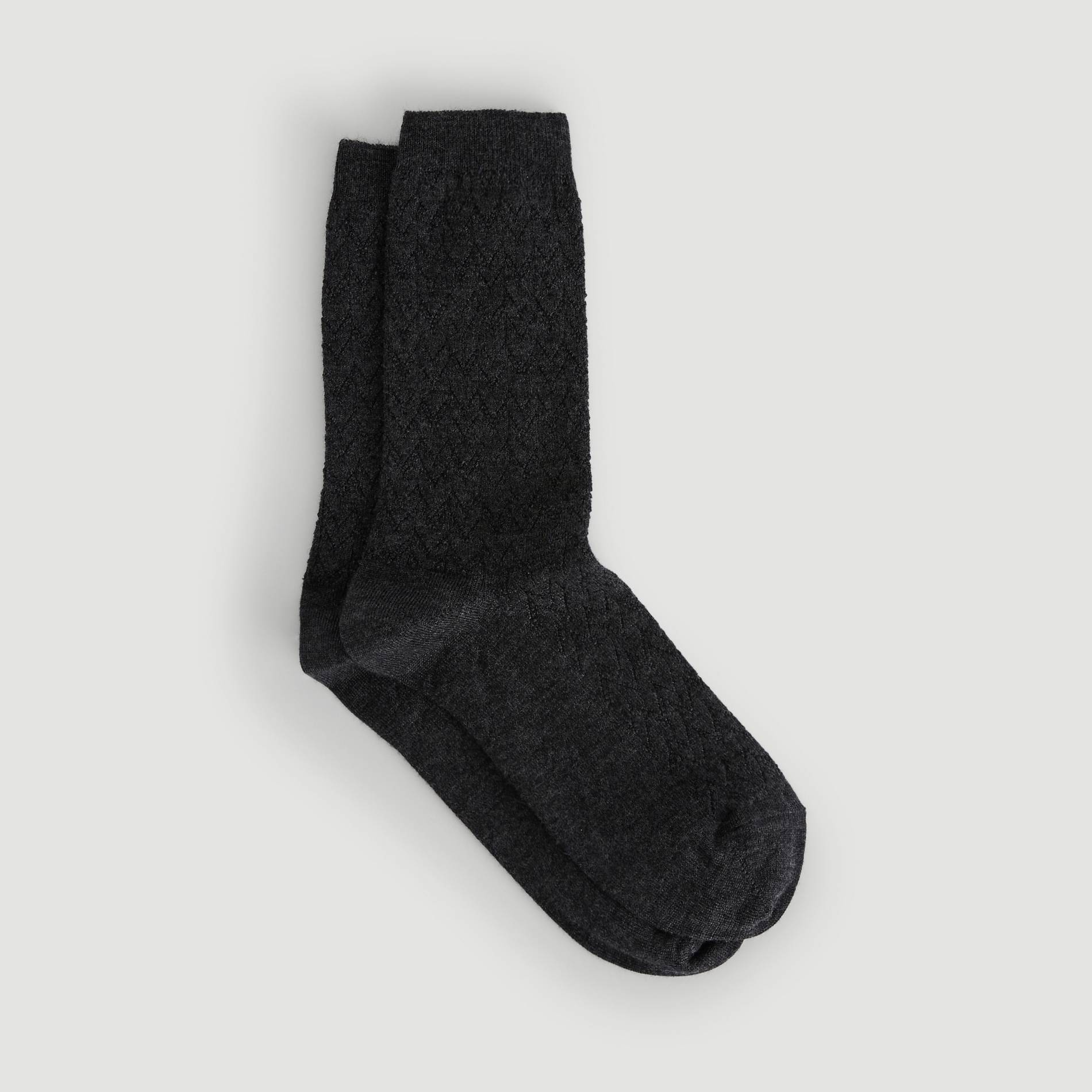 Paire de chaussette en laine et soie Labonal, Gris fonc&eacute;, large image number 1