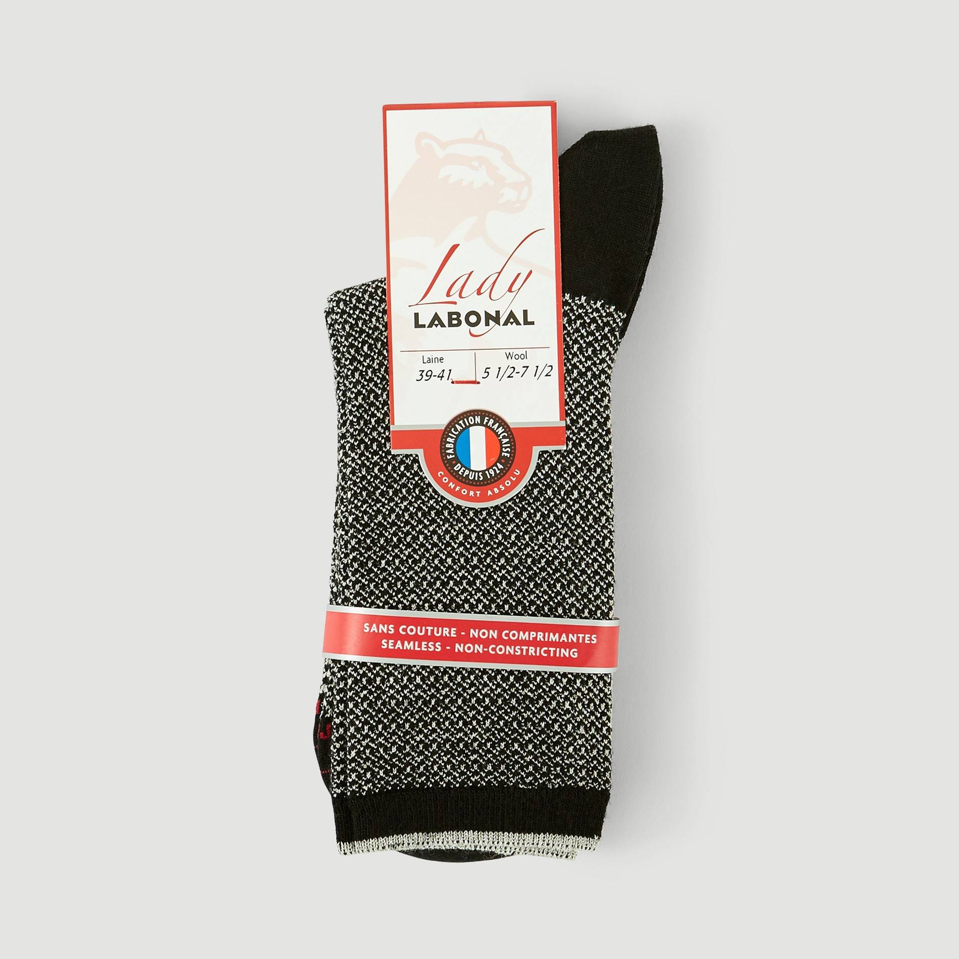 Paire de chaussettes en laine brillante Labonal, Gris, large image number 0