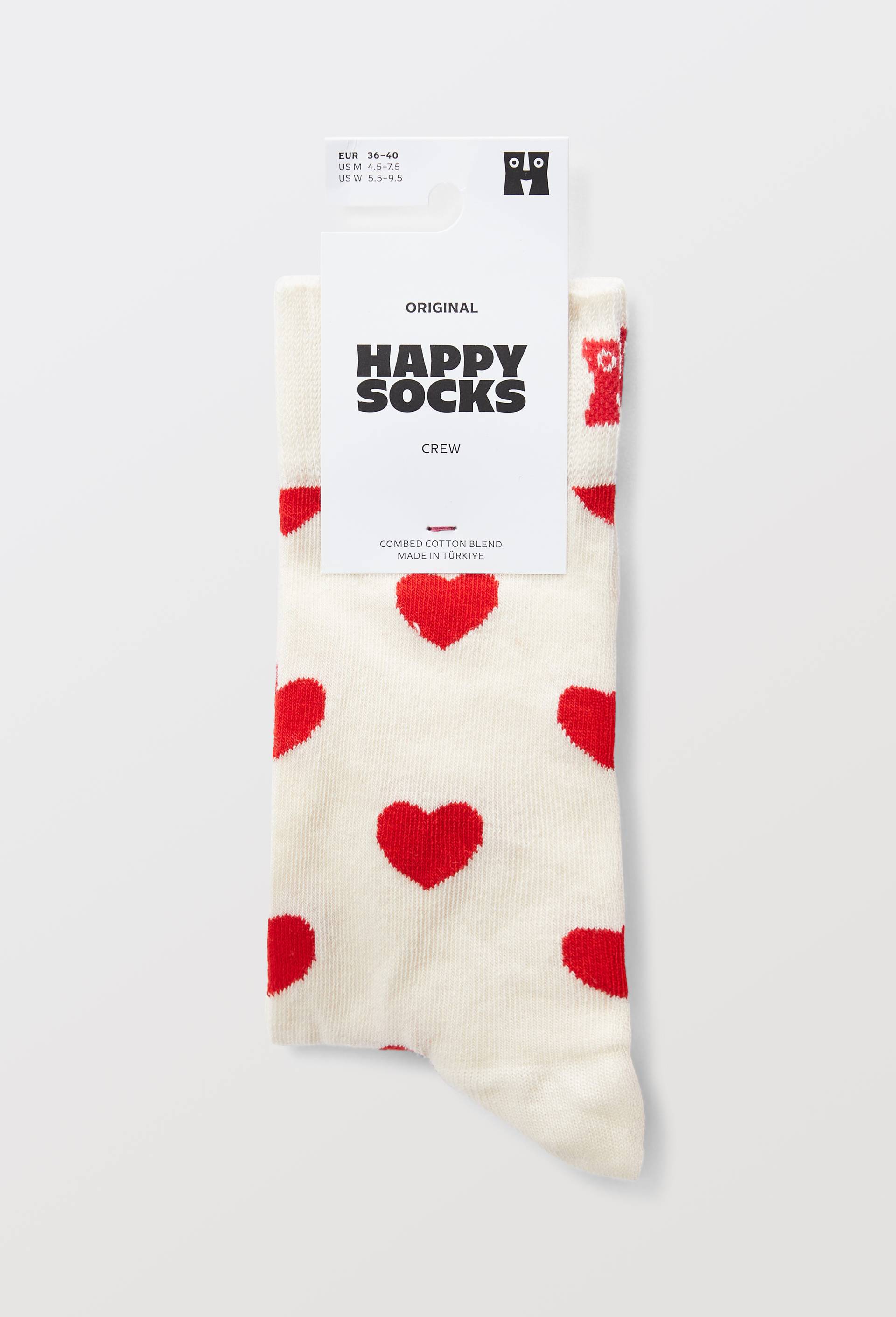 Paire de chaussettes &agrave; coeurs en coton HAPPYSOCKS, Ecru, large image number 2