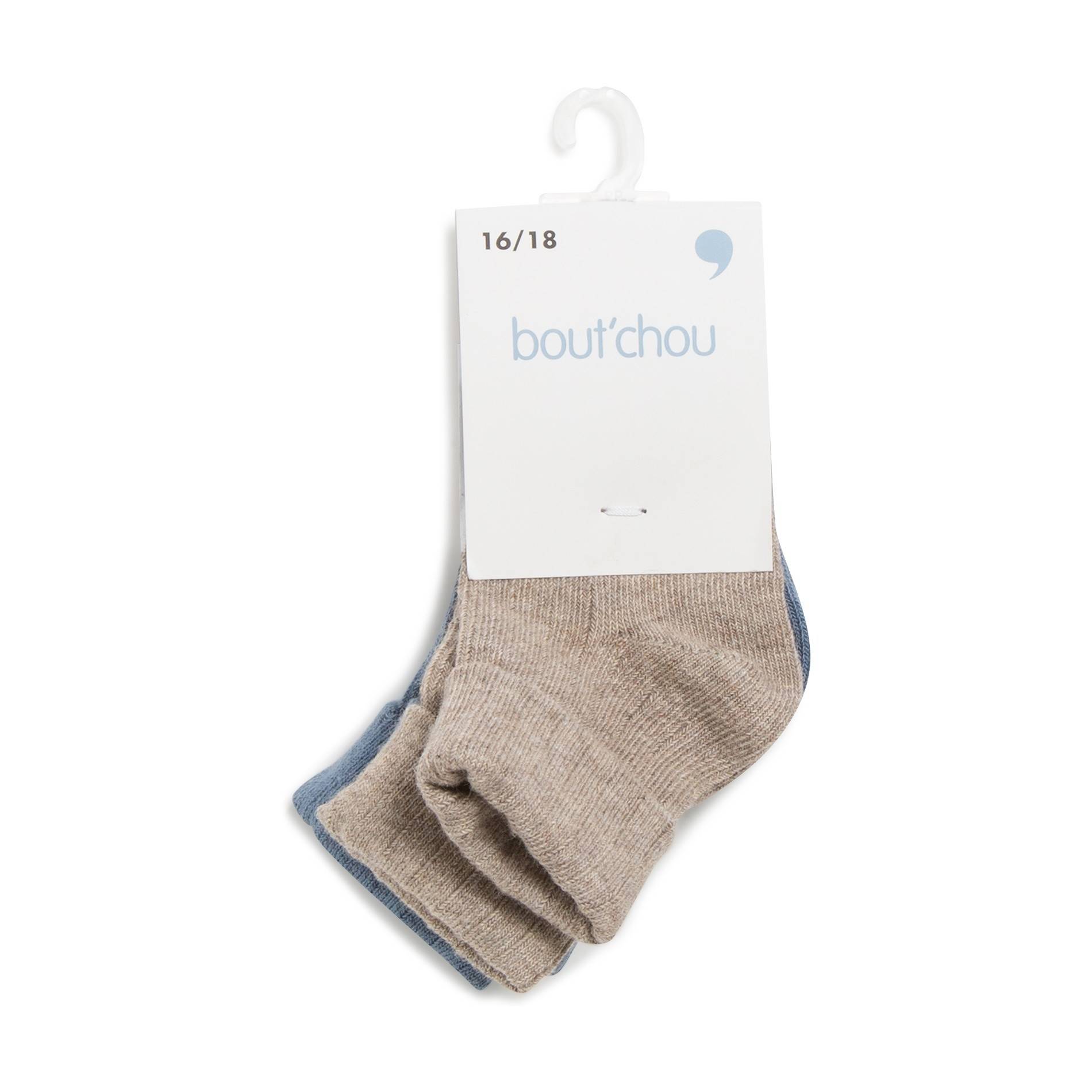 Lot de 2 paires de chaussettes, BEIGE/ BLEU, large image number 0.0