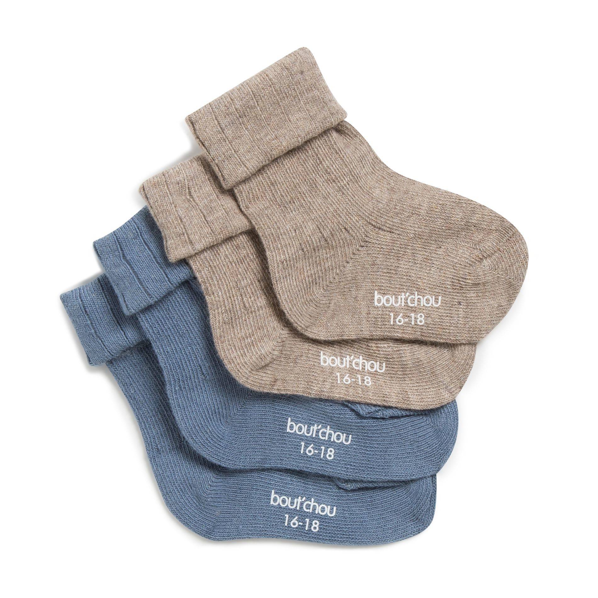 Lot de 2 paires de chaussettes, BEIGE/ BLEU, large image number 1