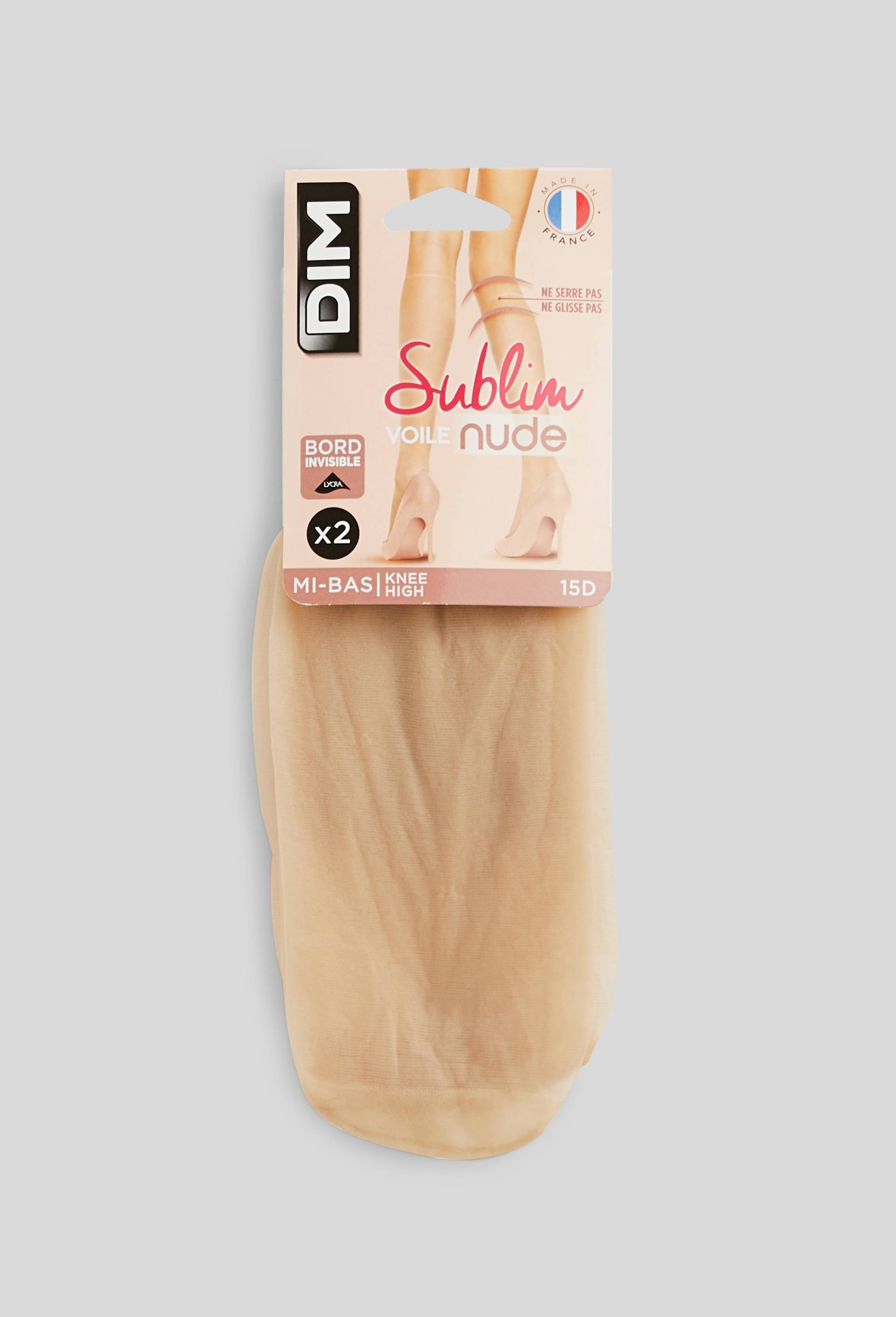 Lot de 2 mi bas voile SUBLIM effet nude DIM, certifié OEKO-TEX, Beige, large image number 0