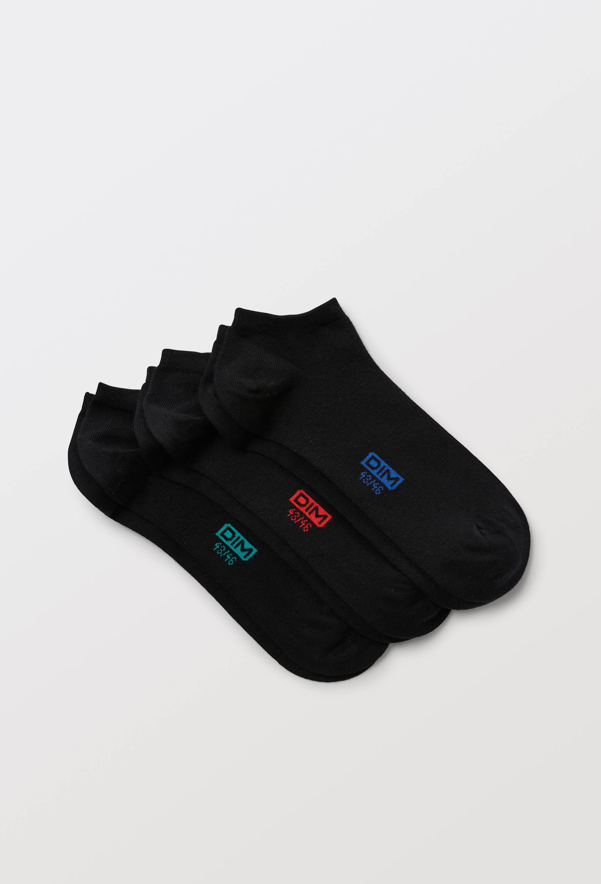 Lot de 3 paires de socquettes en coton DIM, Noir, swatch image