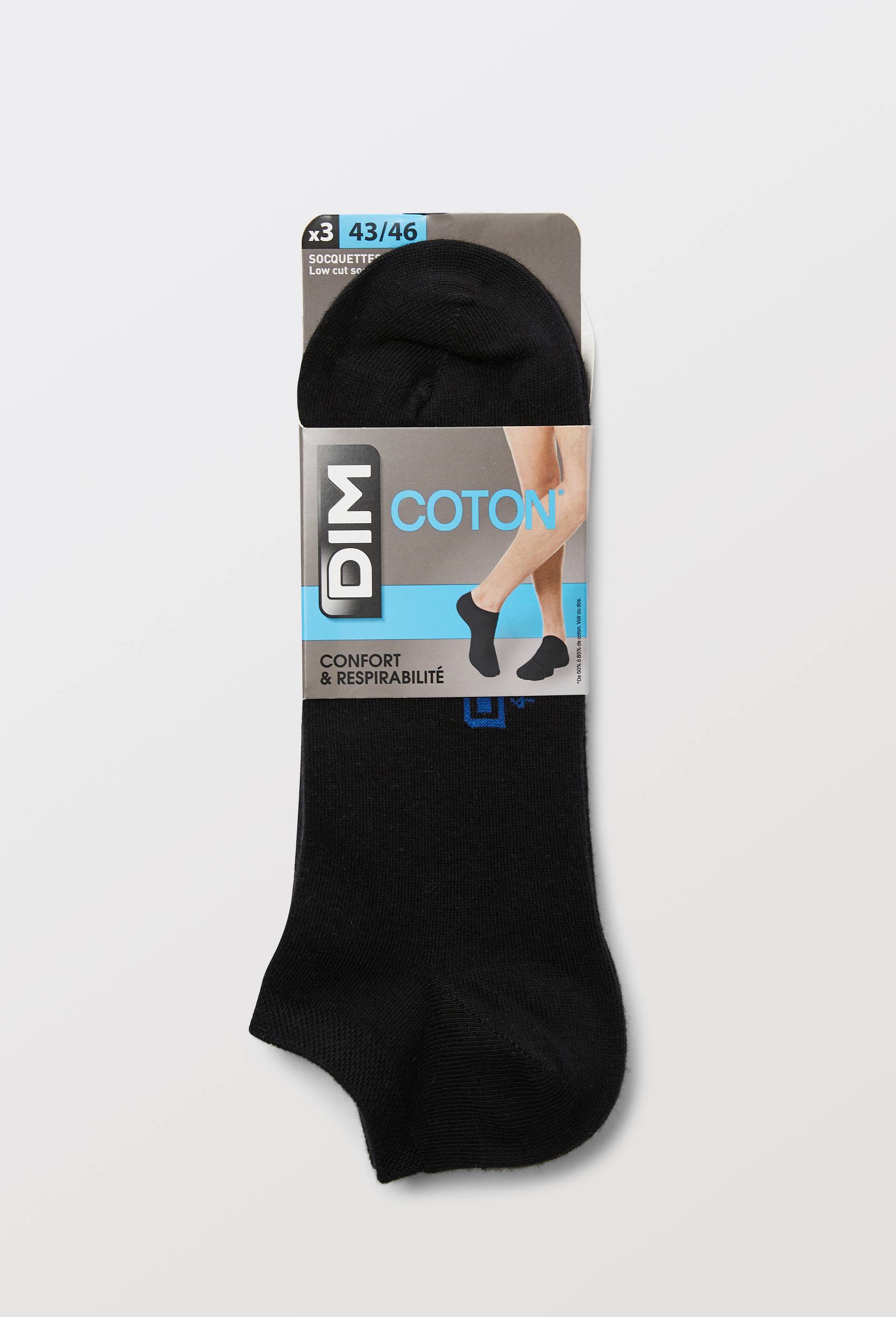 Lot de 3 paires de socquettes en coton DIM, Noir, large image number 2