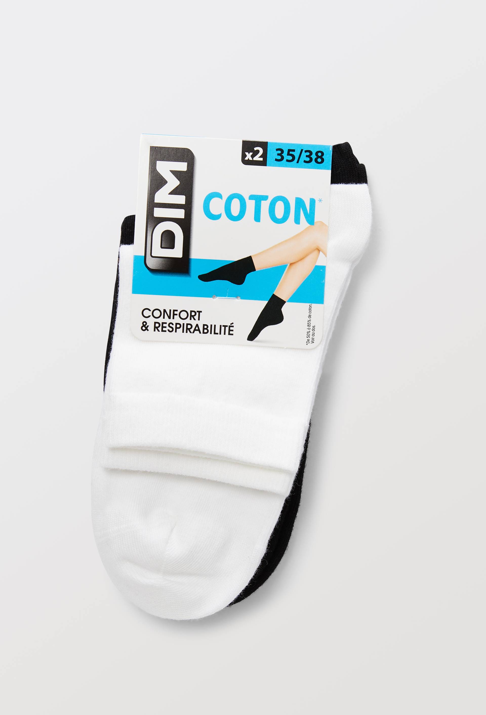 Lot de 2 paires de socquettes en coton DIM, Blanc, large image number 2.0