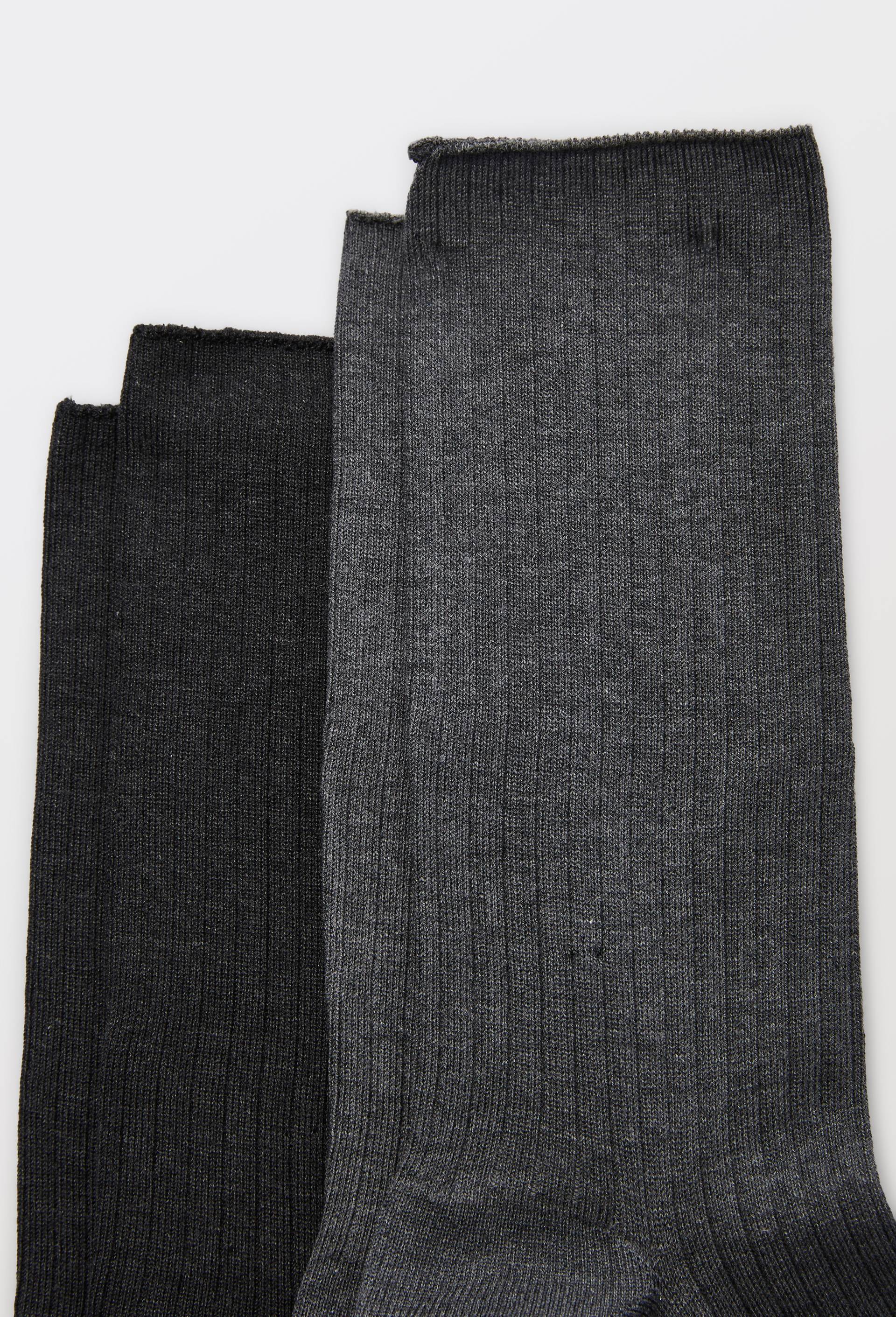 Lot de 2 paires de chaussettes &agrave; cotes en fil d'&eacute;cosse Bleufor&ecirc;t, Gris fonc&eacute;, large image number 1