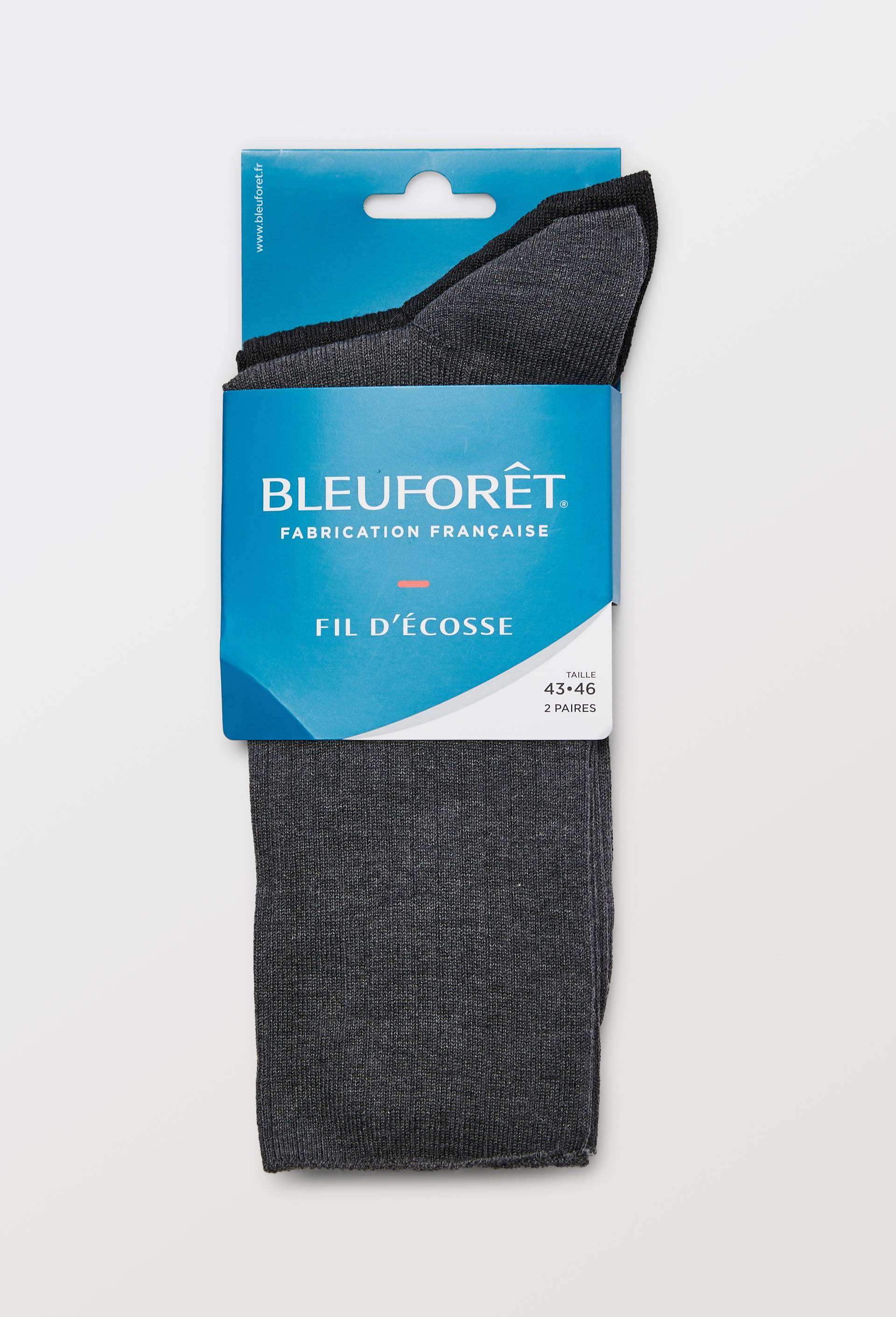 Lot de 2 paires de chaussettes &agrave; cotes en fil d'&eacute;cosse Bleufor&ecirc;t, Gris fonc&eacute;, large image number 2.0