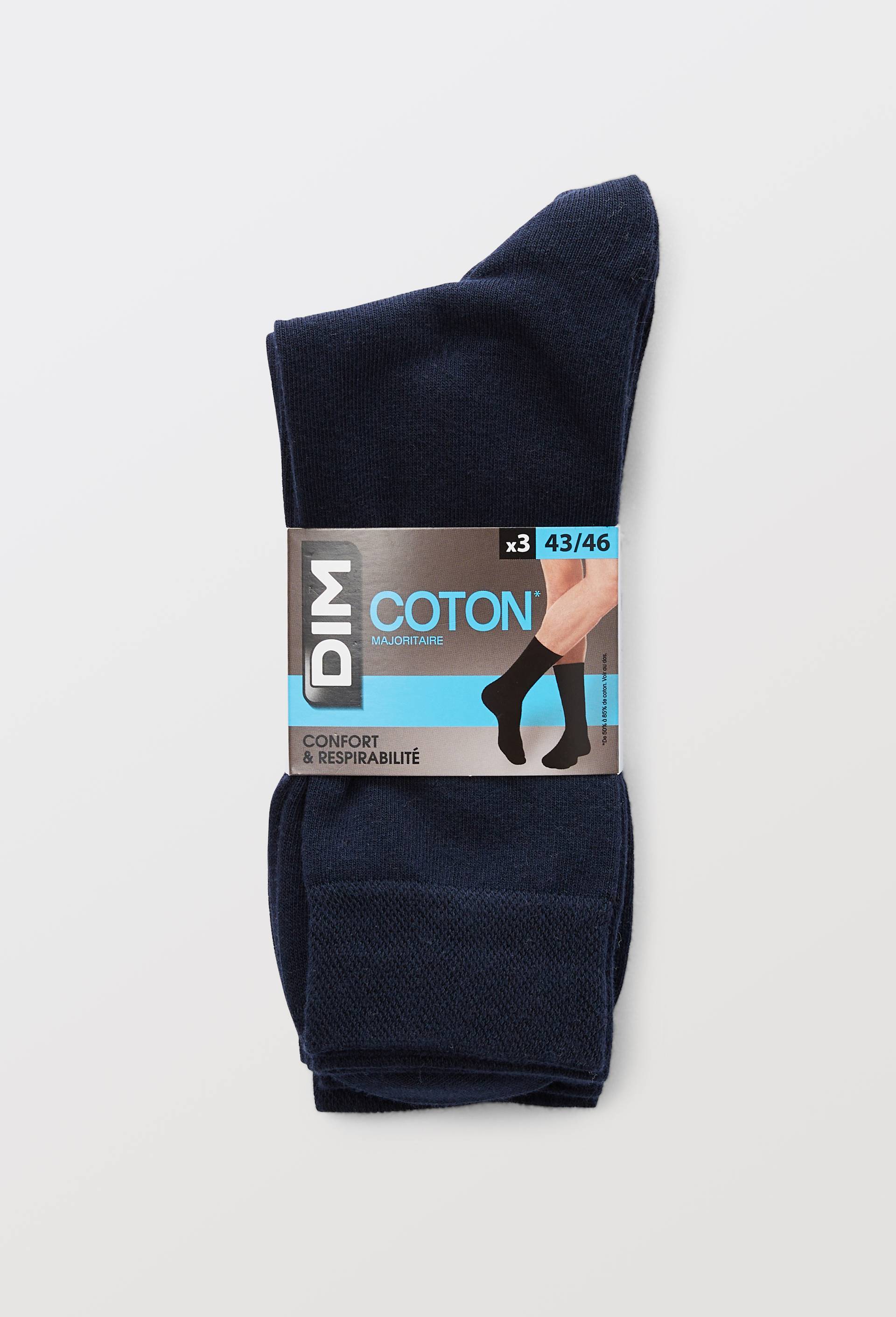 Lot de 3 paires de chaussettes en coton DIM, Bleu fonc&eacute;, large image number 2