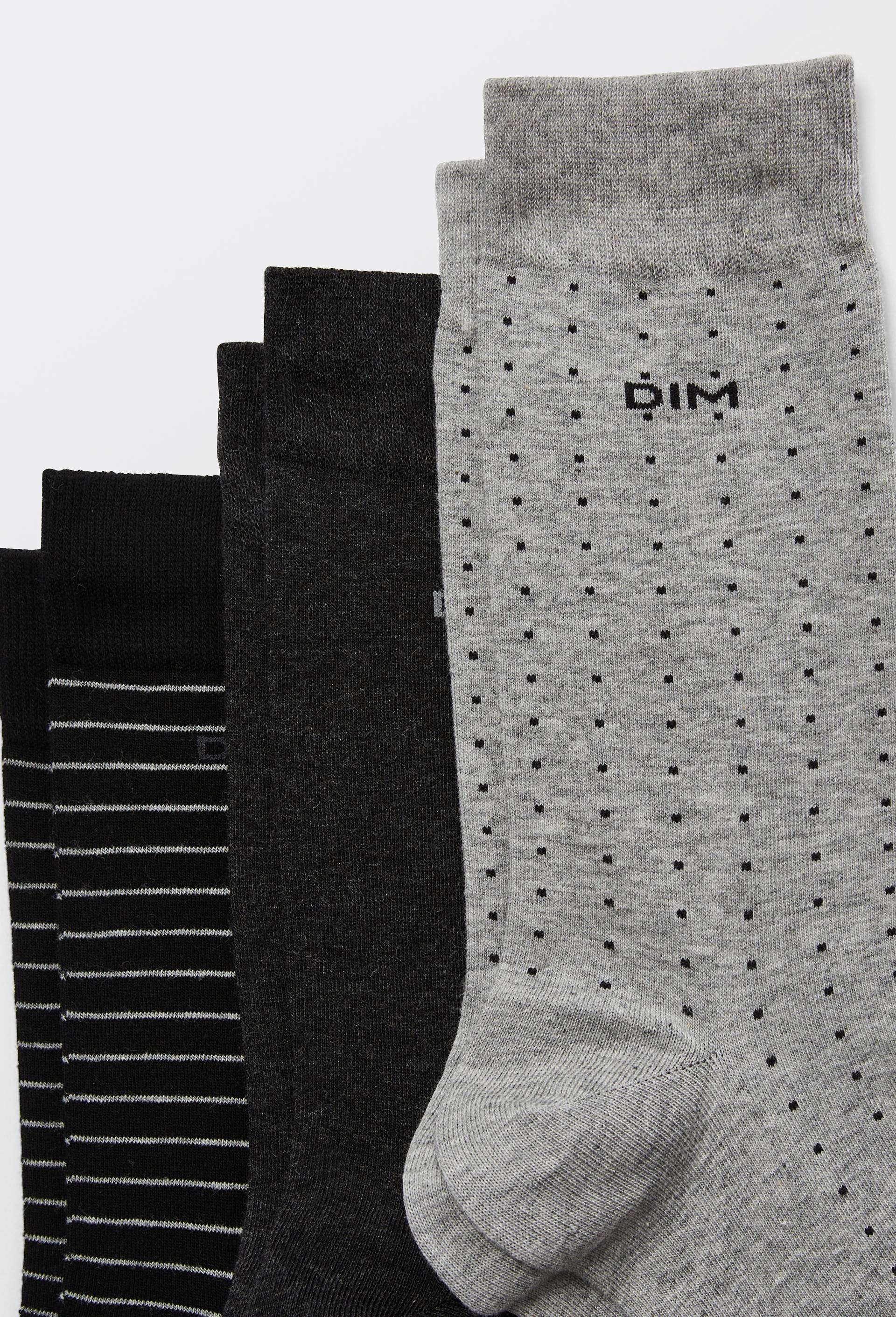 Lot de 3 paires de chaussettes fantaisie en coton DIM, Gris, large image number 1