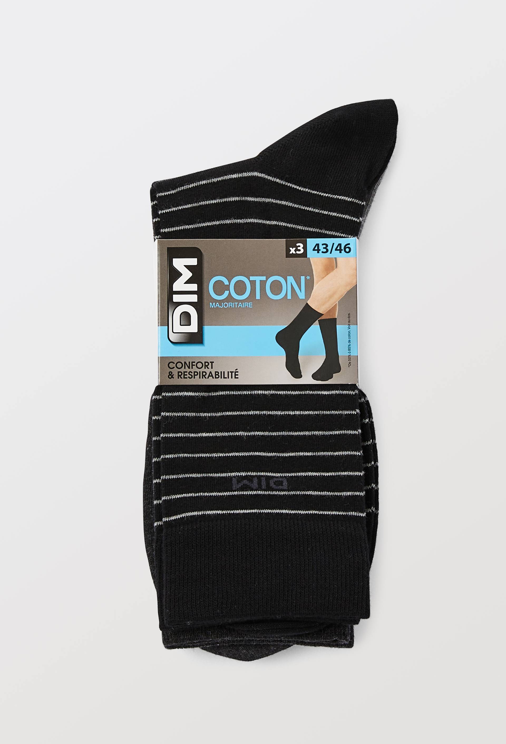 Lot de 3 paires de chaussettes fantaisie en coton DIM, Gris, large image number 2