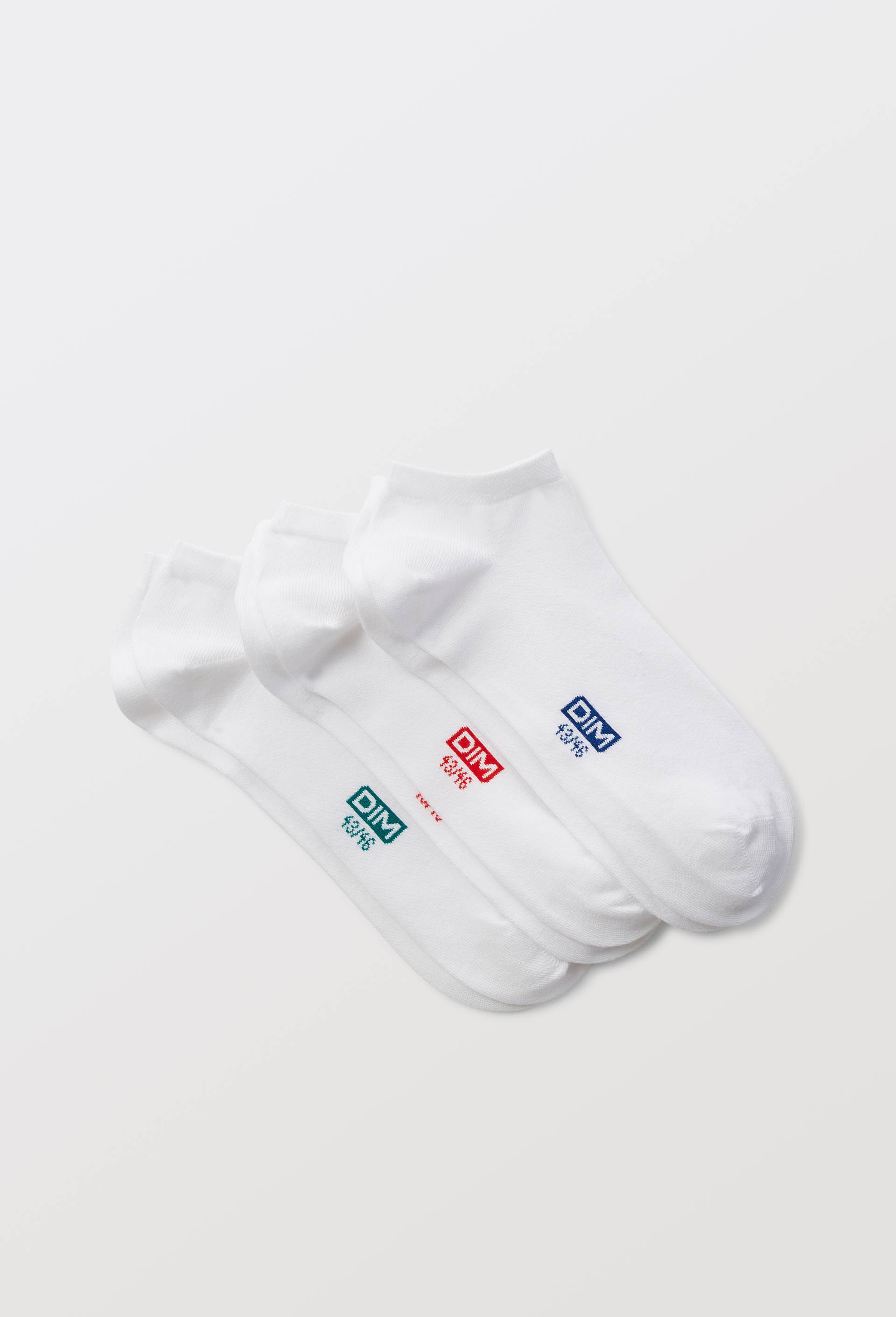 Lot de 3 paires de socquettes en coton DIM, Blanc, swatch image