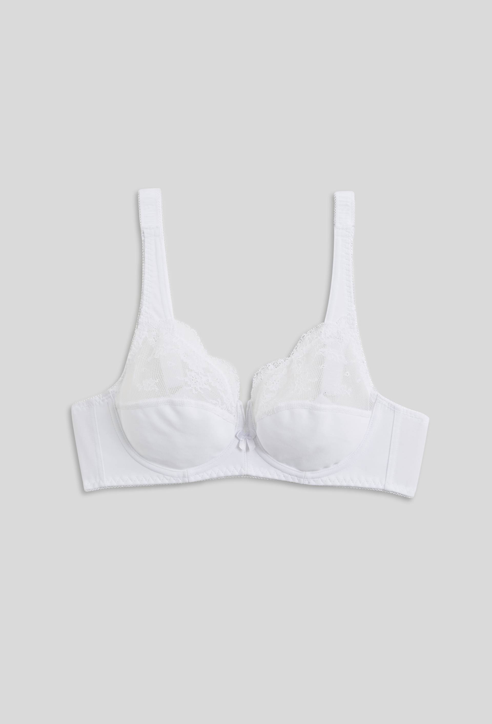 Soutien-gorge avec armatures et larges bretelles en microfibre et dentelle, Blanc, large image number 0