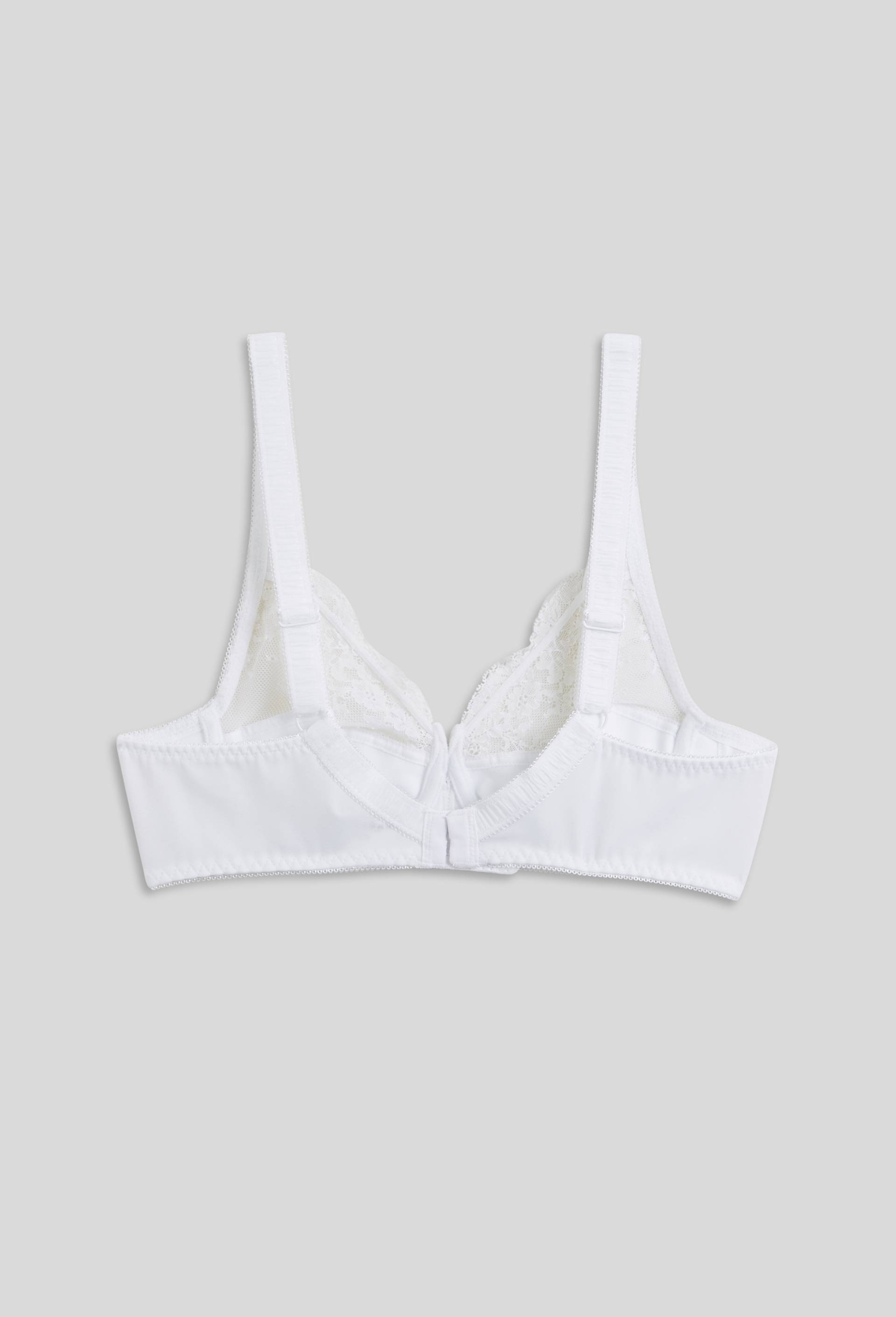 Soutien-gorge avec armatures et larges bretelles en microfibre et dentelle, Blanc, large image number 1