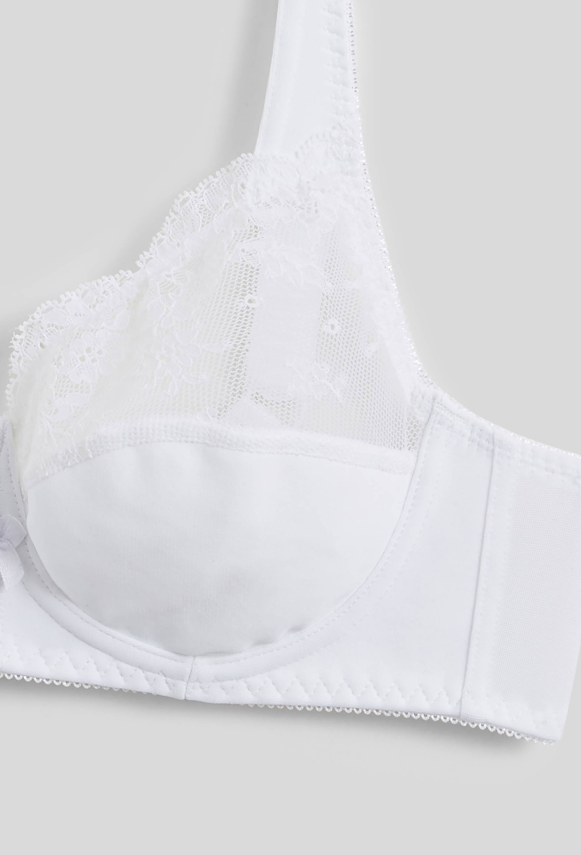Soutien-gorge avec armatures et larges bretelles en microfibre et dentelle, Blanc, large image number 2