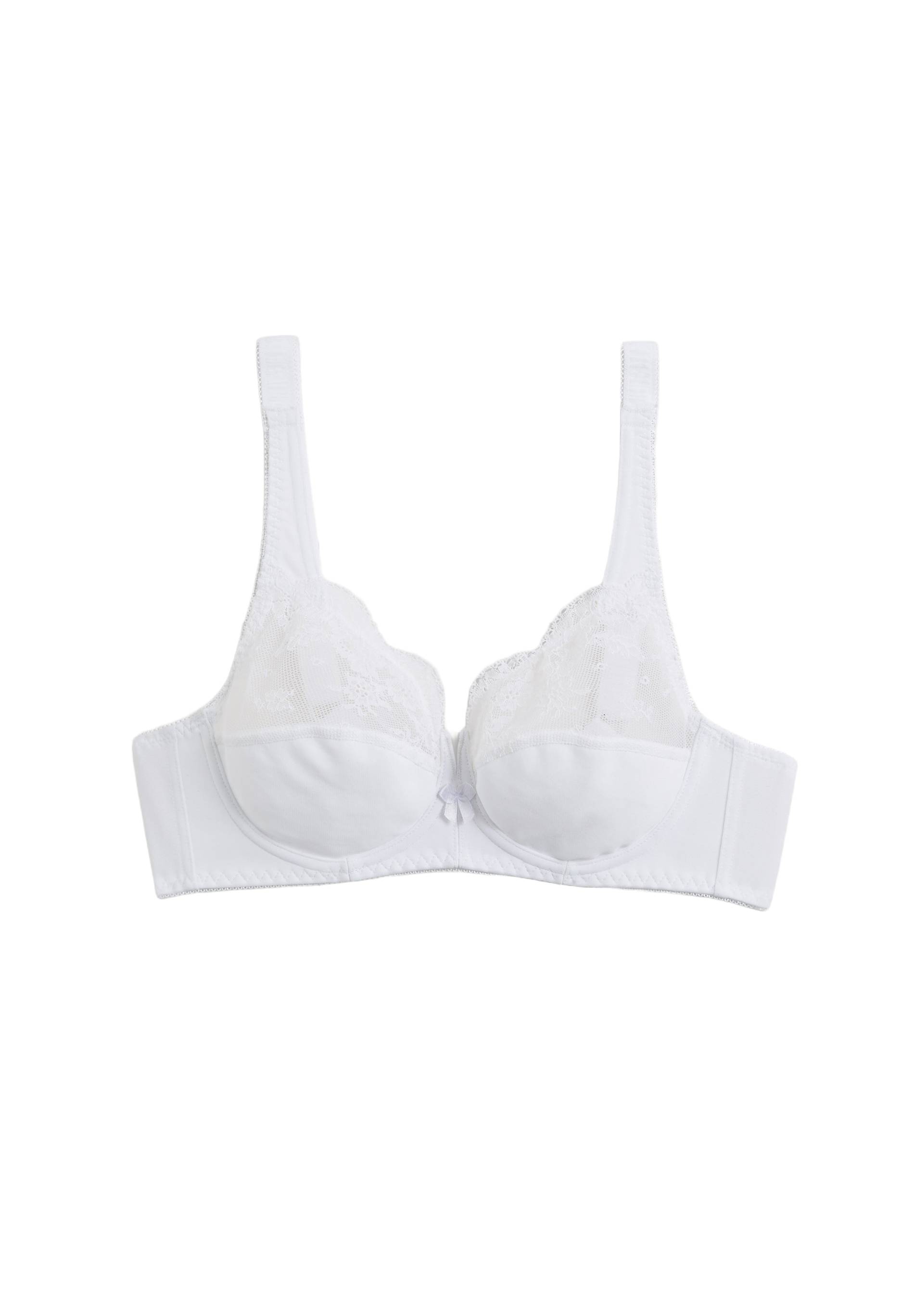 Soutien-gorge avec armatures et larges bretelles en microfibre et dentelle, Blanc, large image number 3