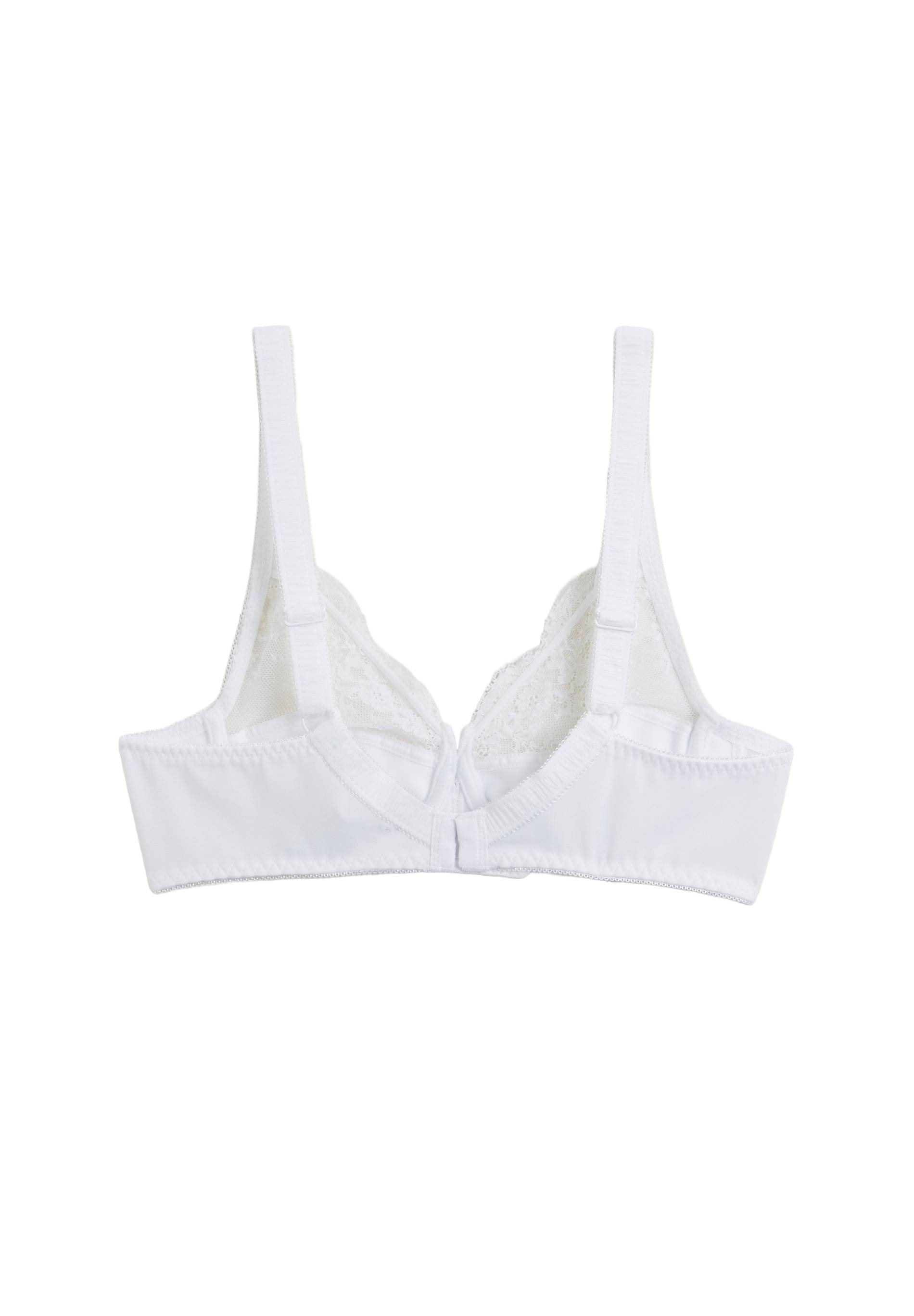 Soutien-gorge avec armatures et larges bretelles en microfibre et dentelle, Blanc, large image number 4