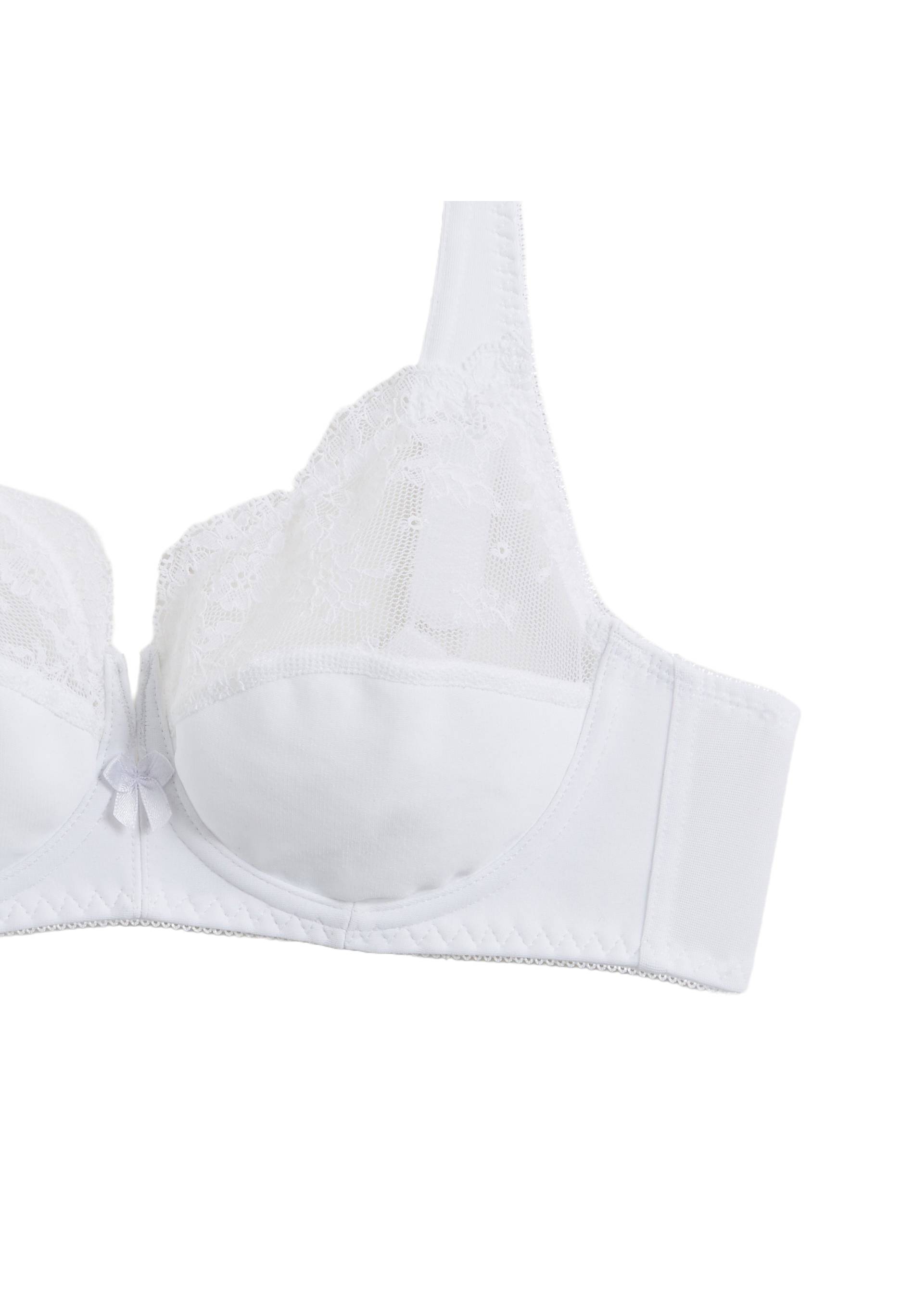 Soutien-gorge avec armatures et larges bretelles en microfibre et dentelle, Blanc, large image number 5