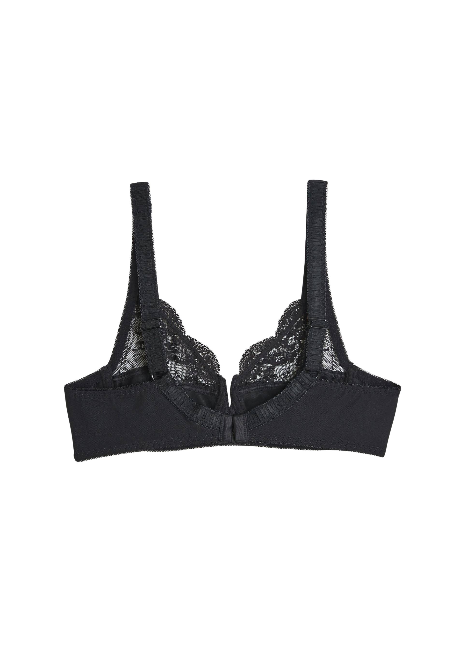 Soutien-gorge avec armatures et larges bretelles en microfibre et dentelle, Noir, large image number 4