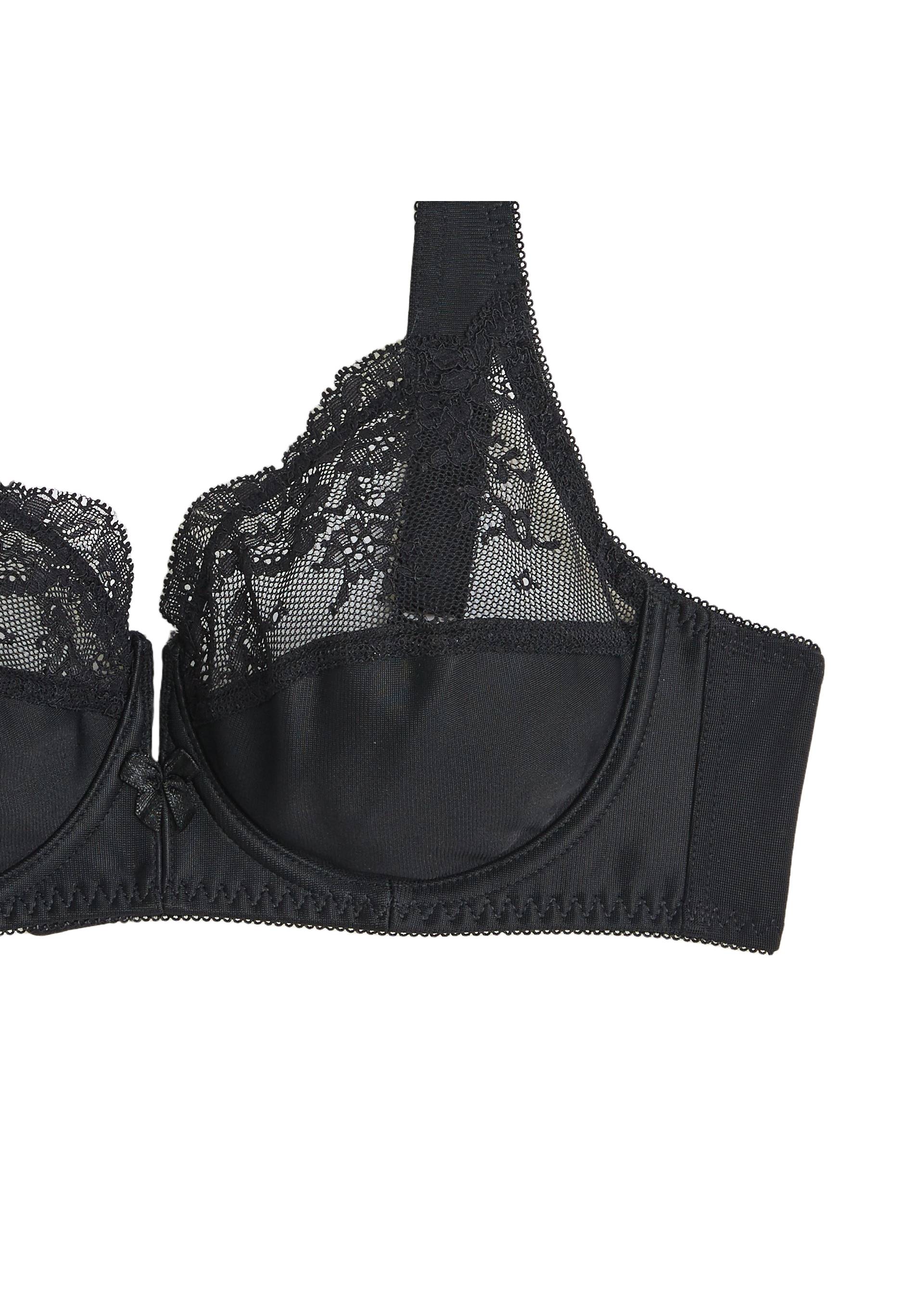 Soutien-gorge avec armatures et larges bretelles en microfibre et dentelle, Noir, large image number 5