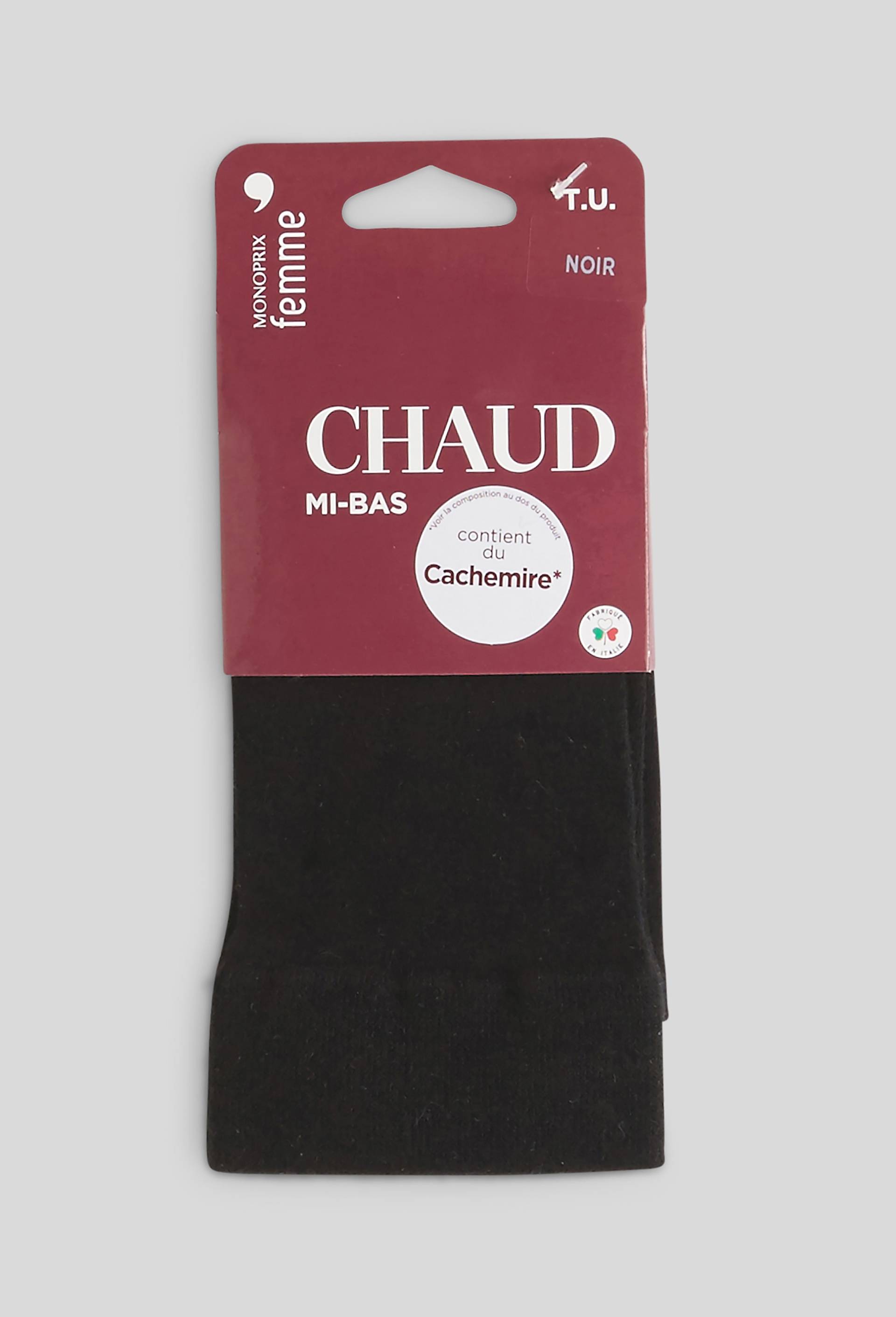 Paire de mi-bas contenant du cachemire CHAUD, Noir, large image number 0