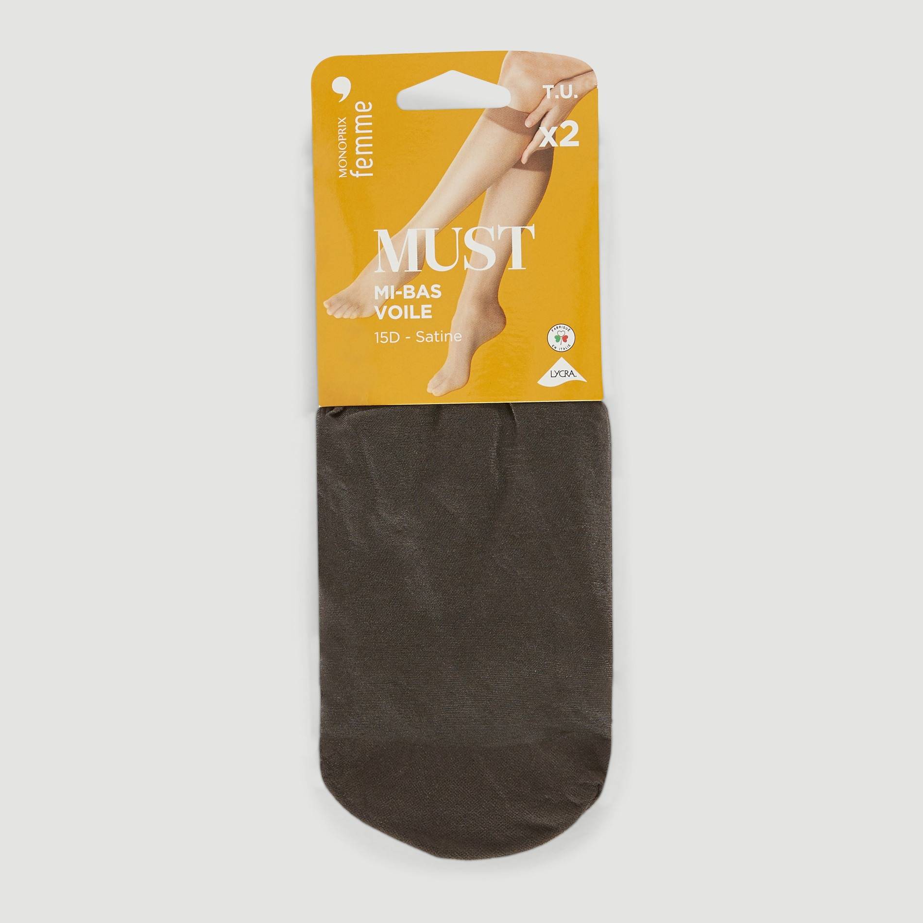 Mi-bas satin, Gris, large image number 0.0