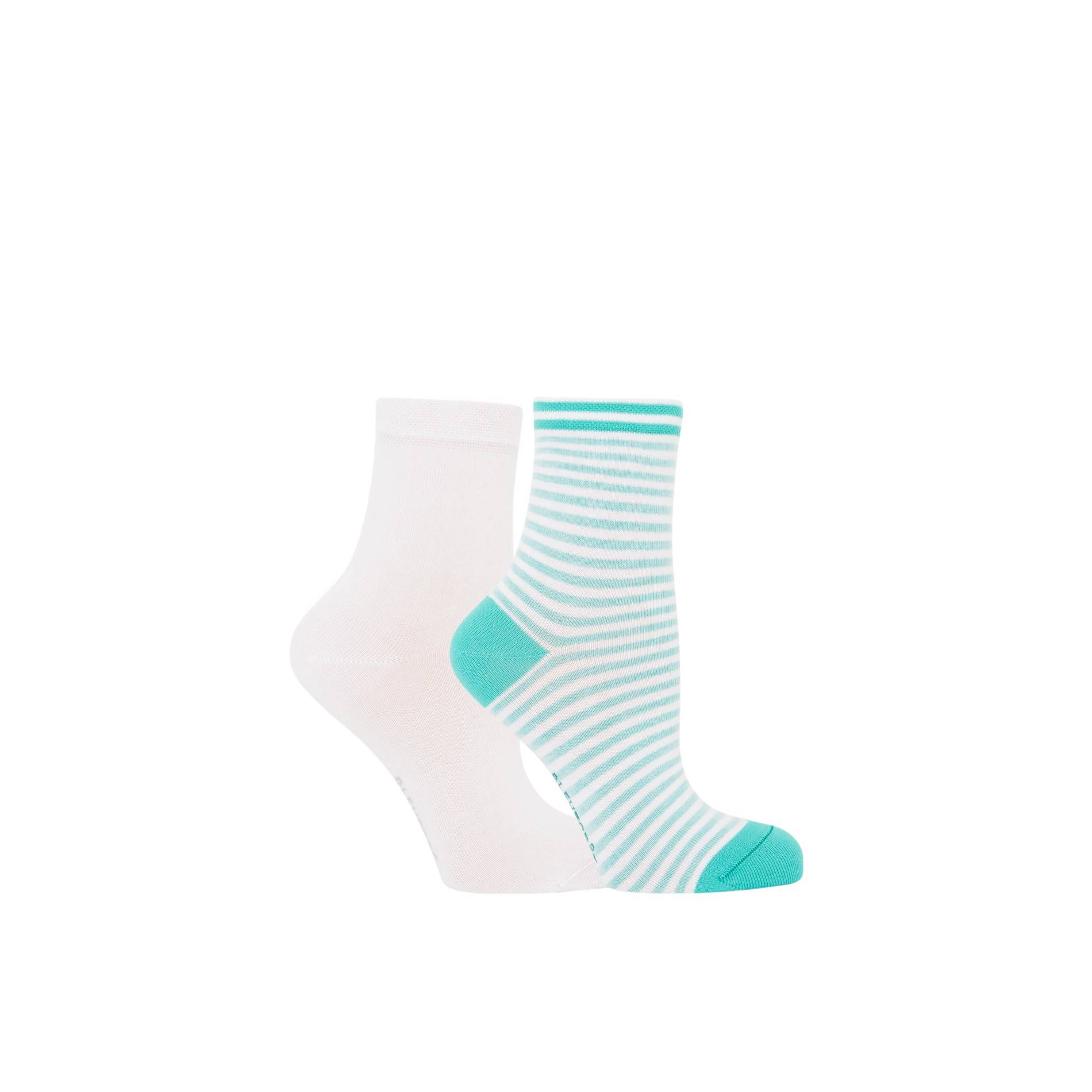 DUO SOCQUETTE RAYURES FASHION, Vert, large image number 1