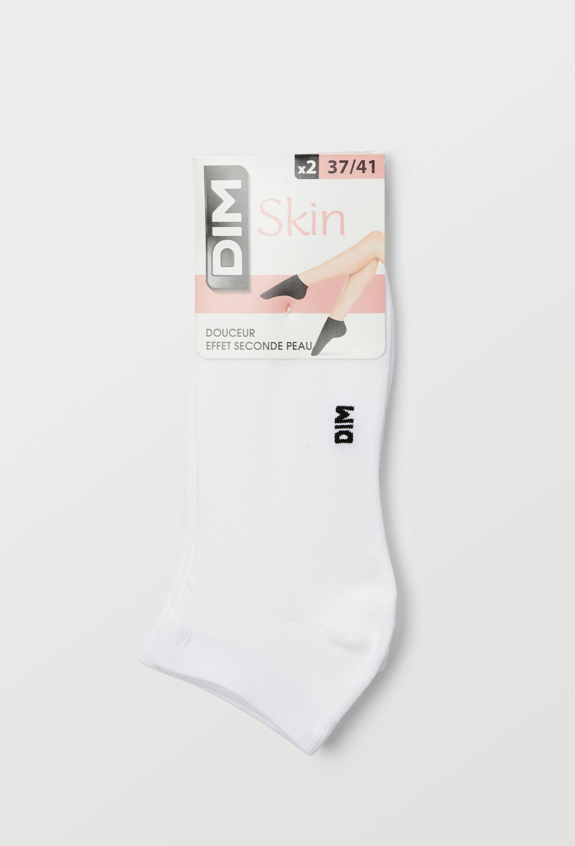 Lot de 2 paires de socquettes toucher doux DIM, Blanc, large image number 2