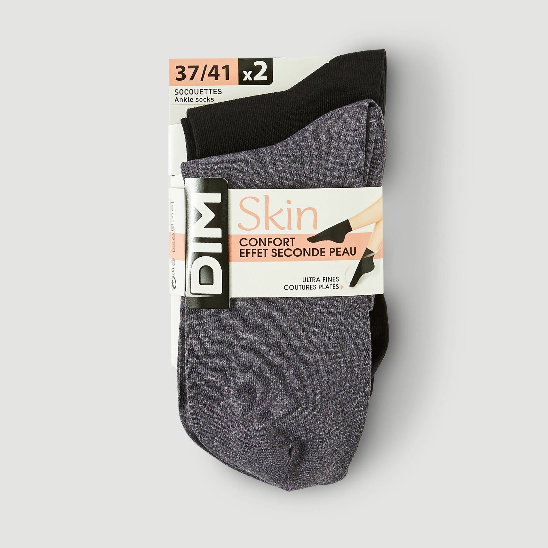 Lot x2 socquettes skin, noir, DIM, Noir, swatch image
