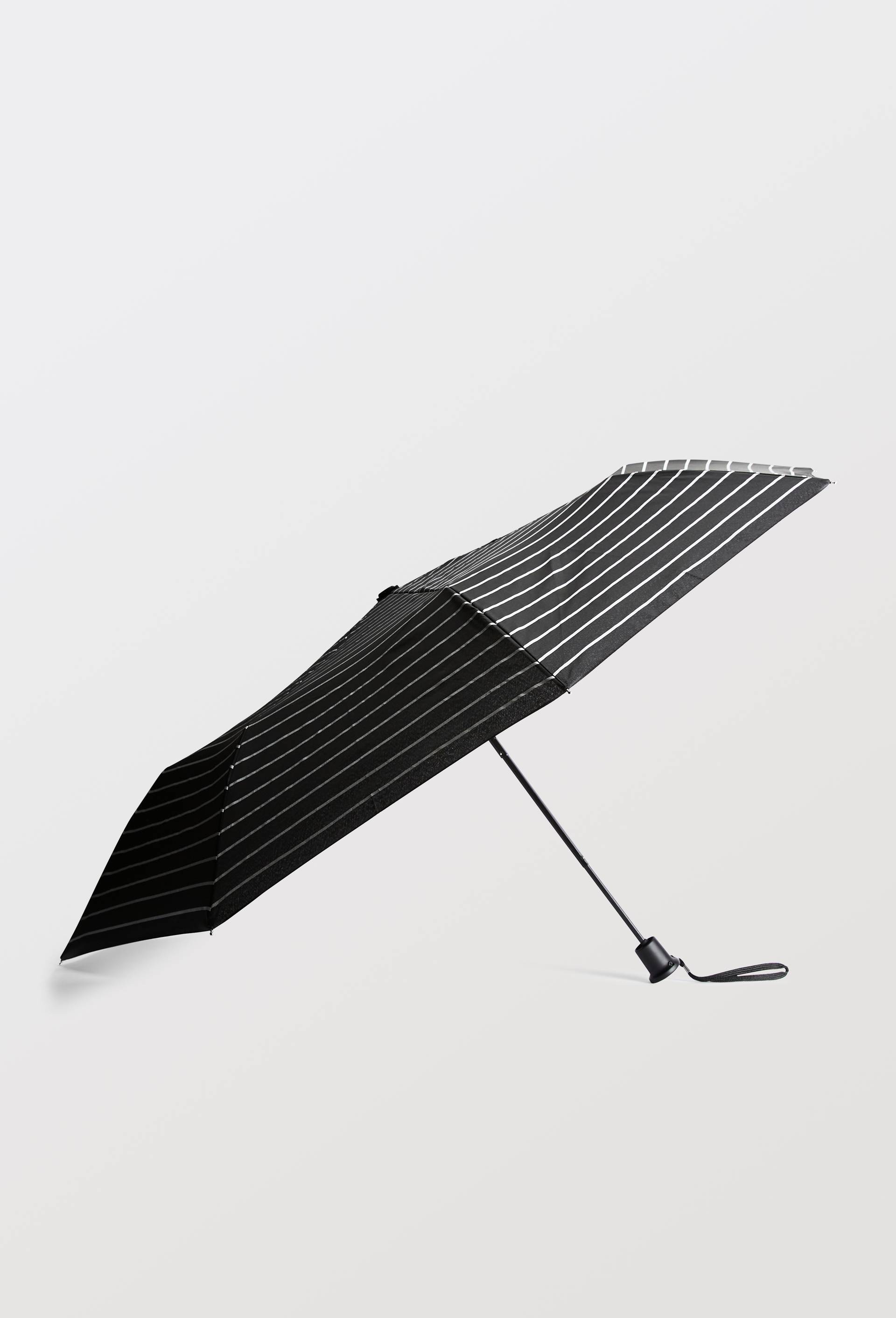 Parapluie automatique petit format &agrave; rayures, Noir, large image number 1