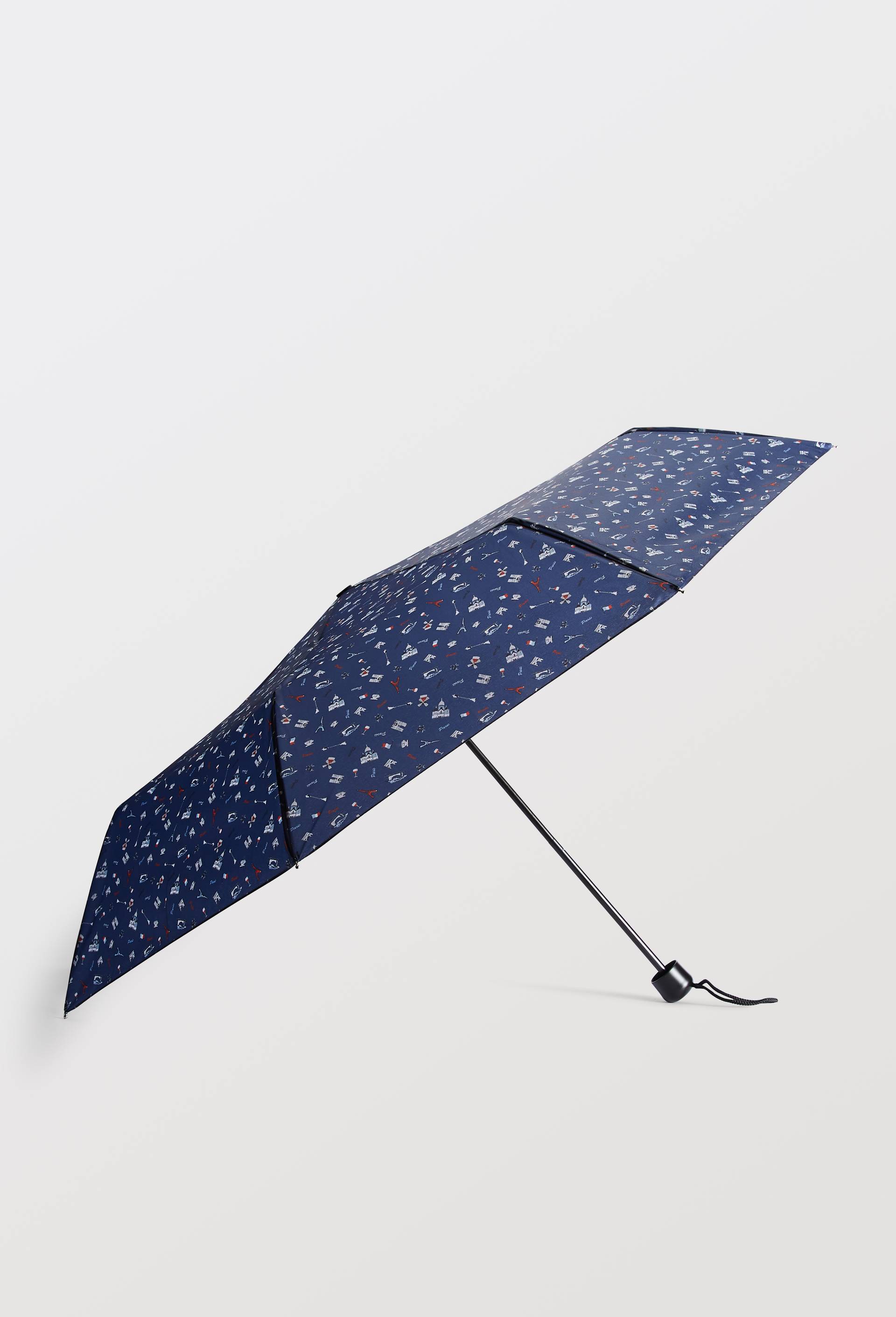 Parapluie manuel petit format imprim&eacute;, Bleu fonc&eacute;, large image number 1