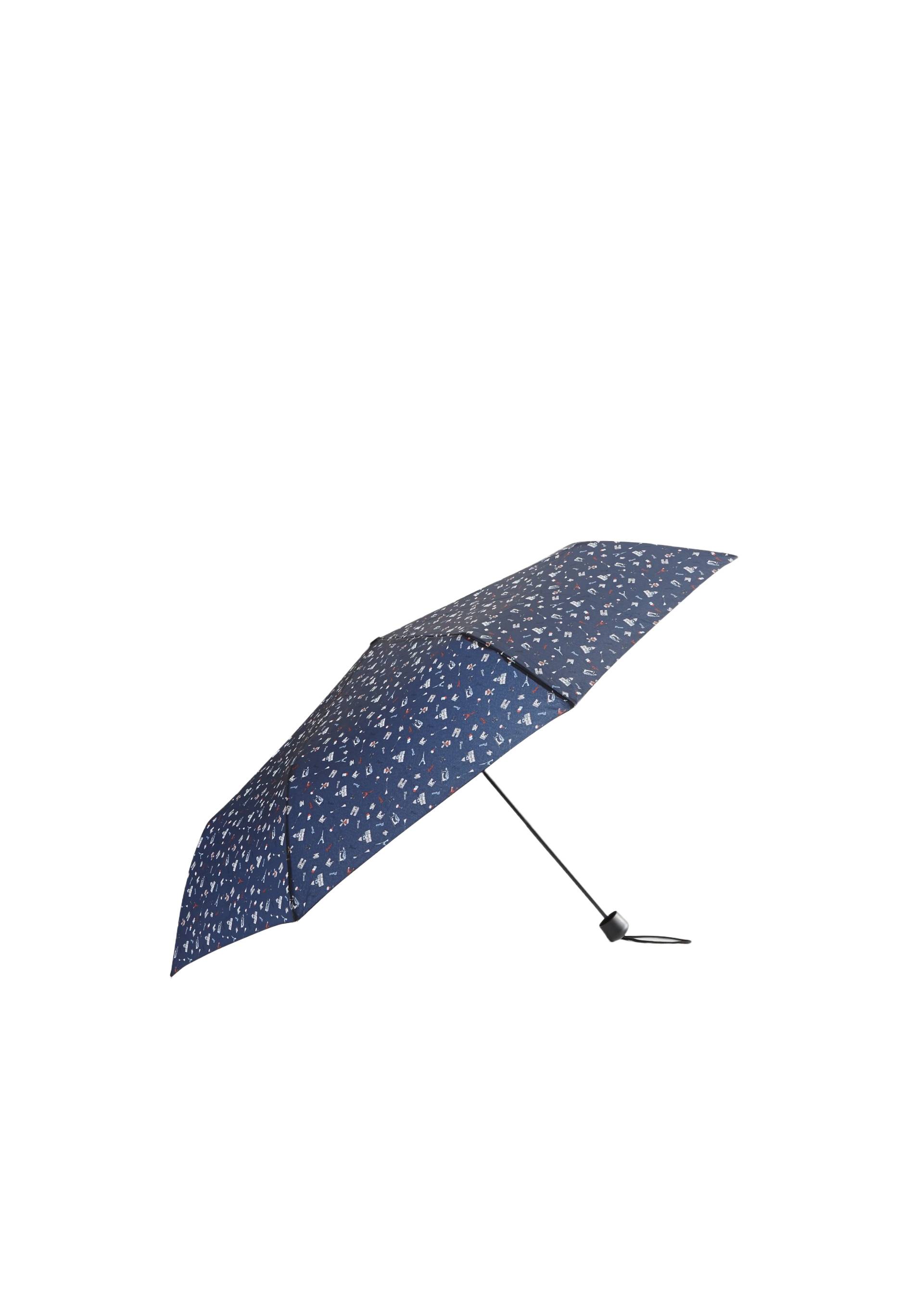 Parapluie manuel petit format imprim&eacute;, Bleu fonc&eacute;, large image number 2
