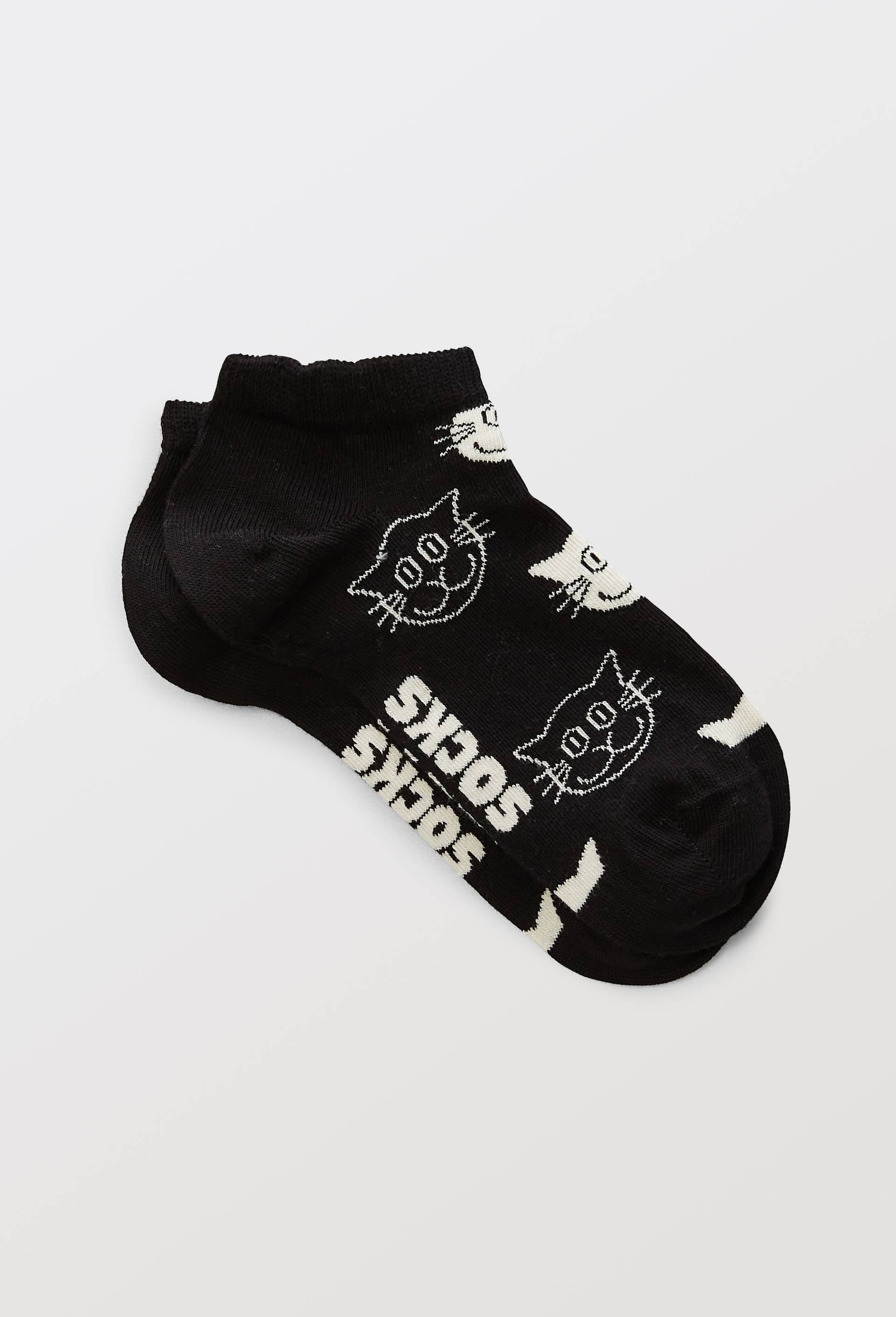 Paire de mini-socquettes &agrave; motif chat en coton HAPPYSOCKS, Noir, large image number 0.0