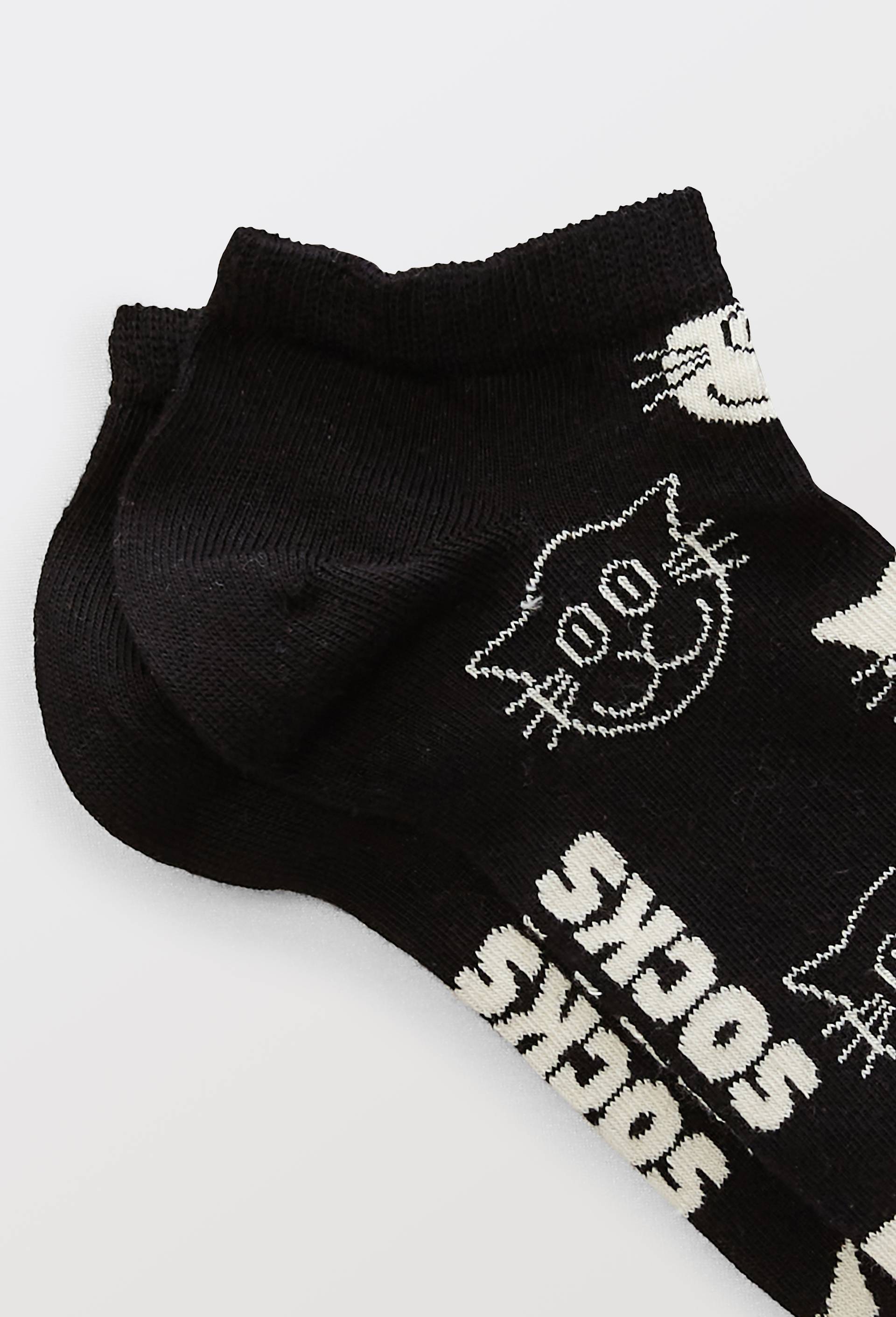 Paire de mini-socquettes &agrave; motif chat en coton HAPPYSOCKS, Noir, large image number 1