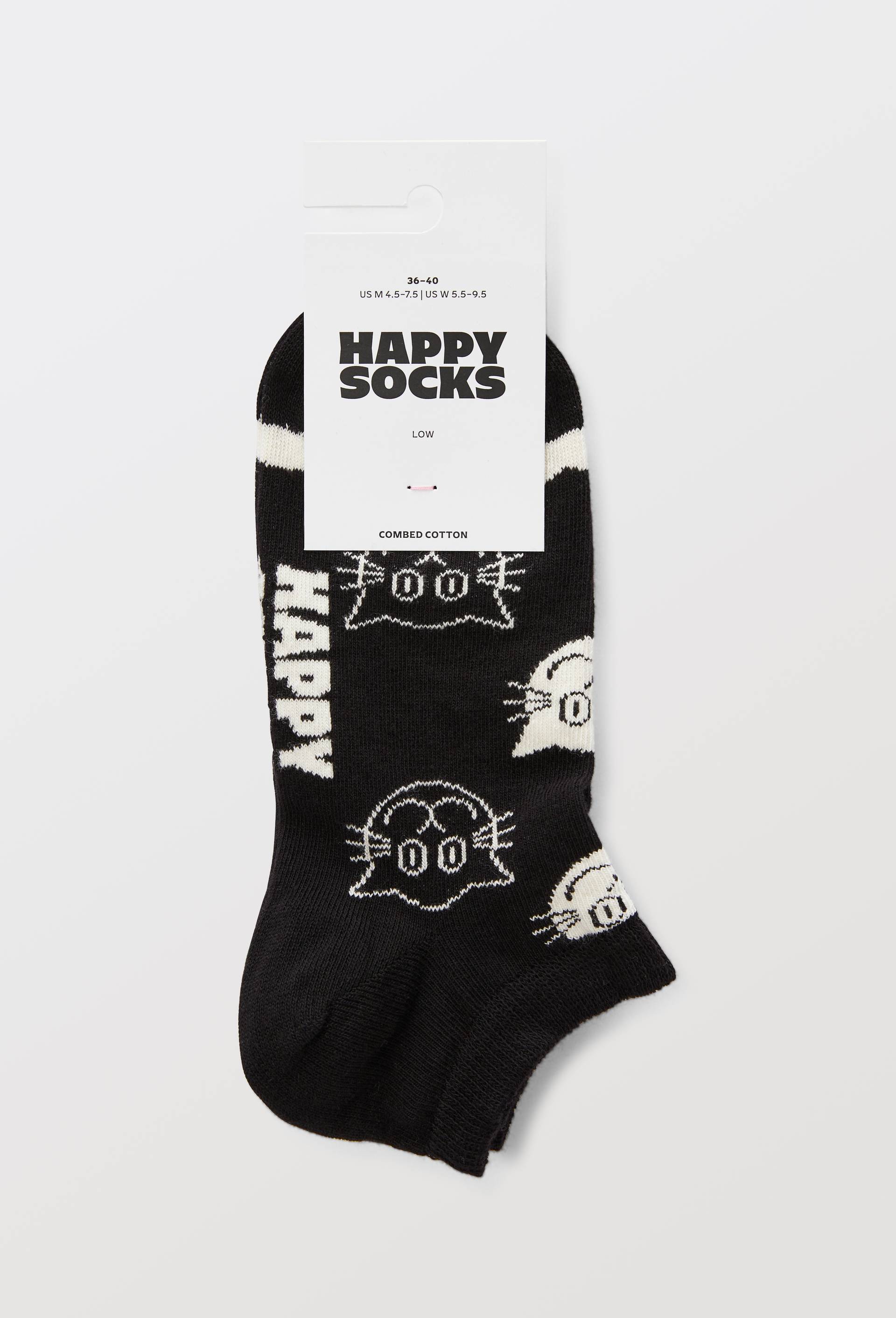 Paire de mini-socquettes &agrave; motif chat en coton HAPPYSOCKS, Noir, large image number 2