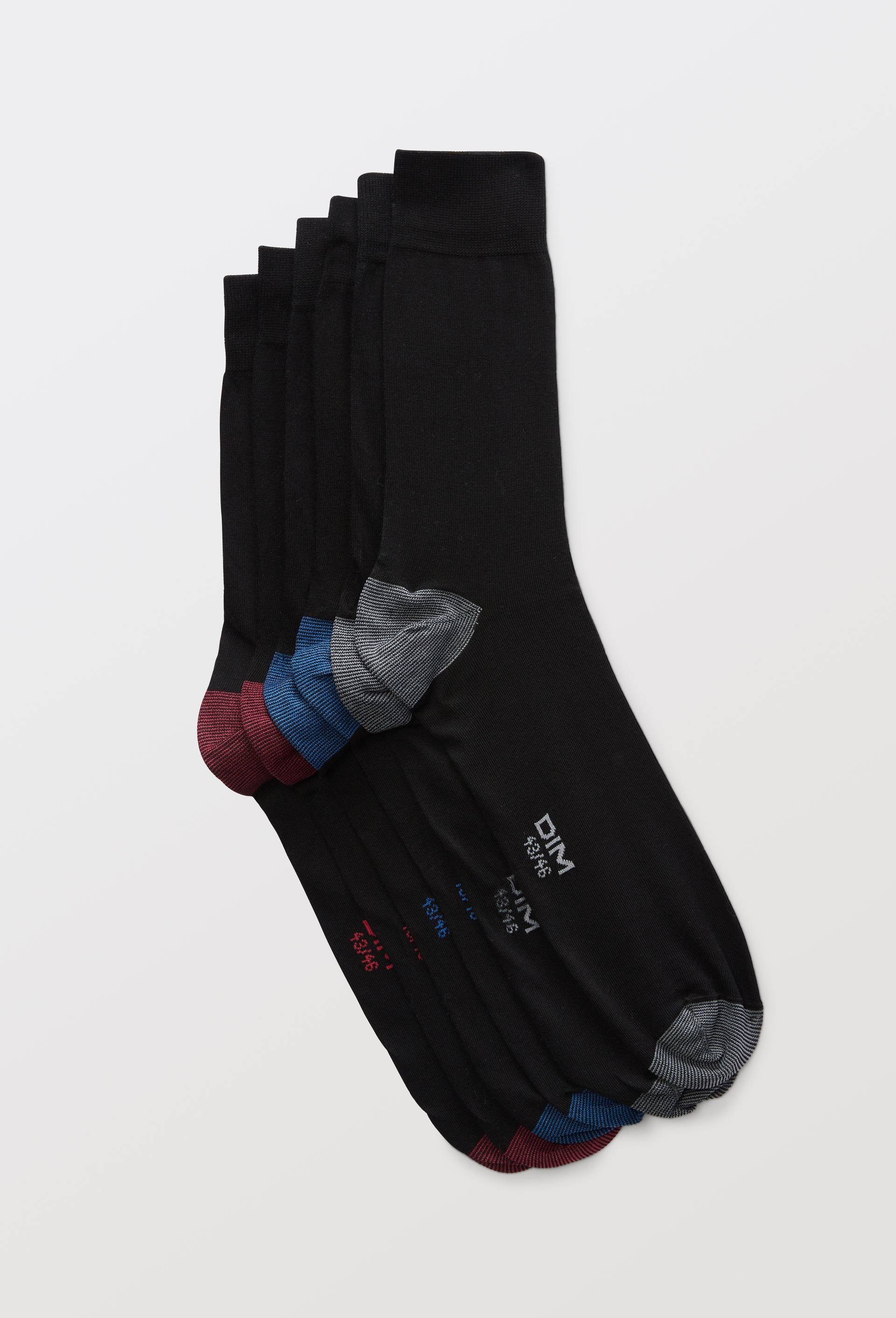 Lot de 3 paires de chaussettes talon pointe en coton DIM, Noir, swatch image