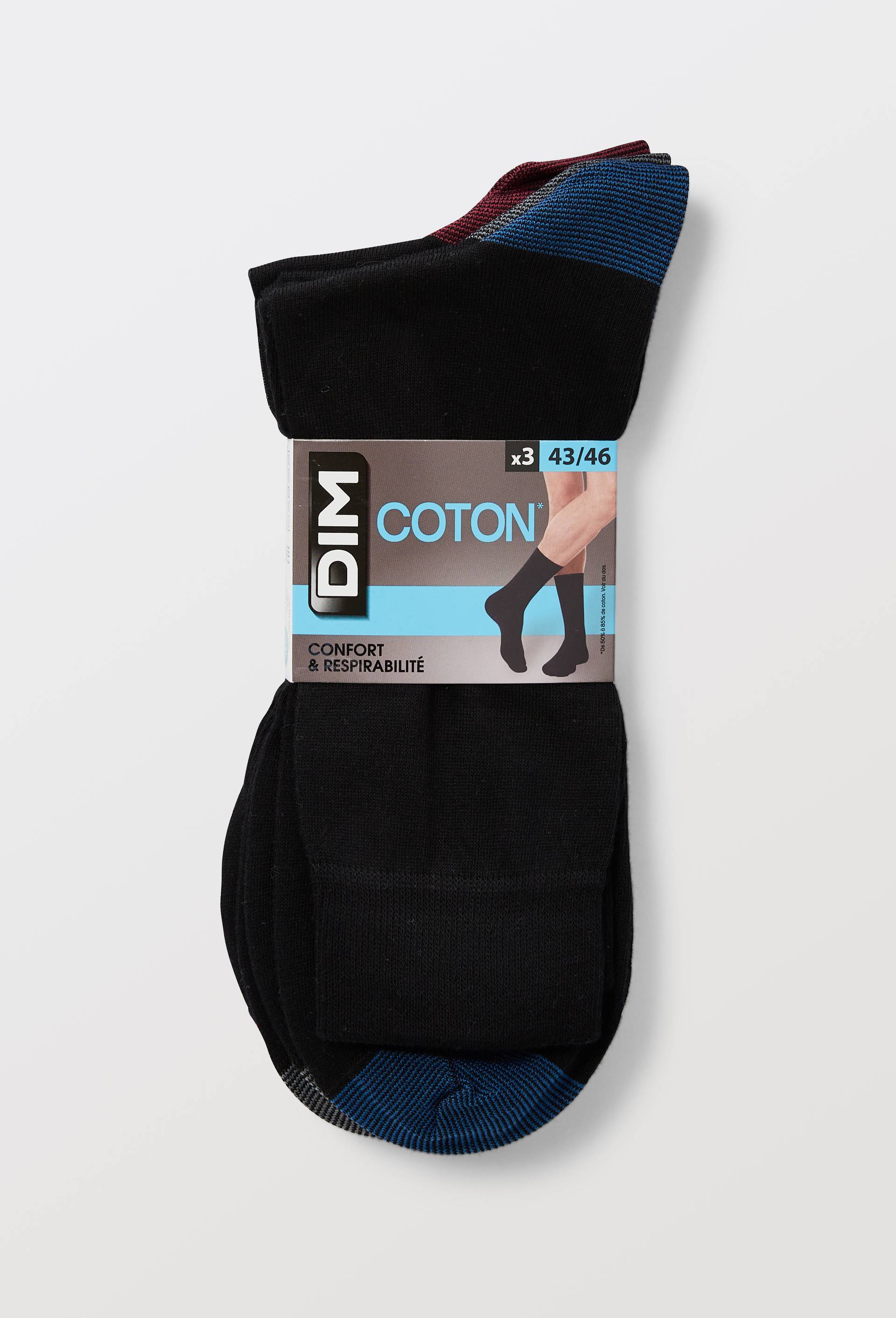 Lot de 3 paires de chaussettes talon pointe en coton DIM, Noir, large image number 2
