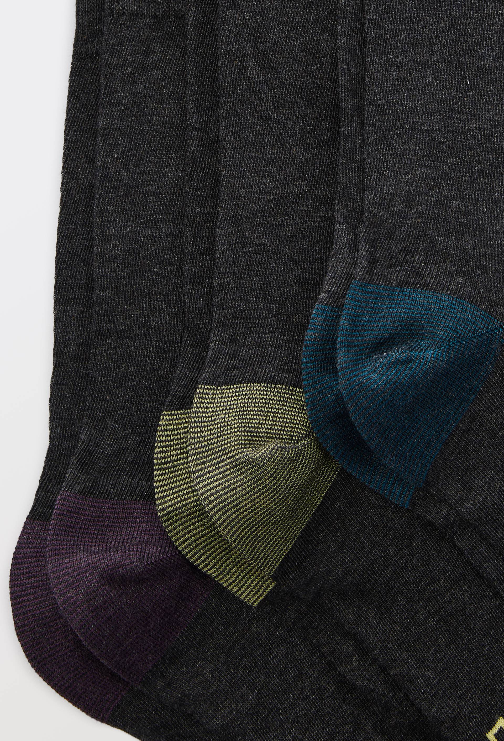 Lot de 3 paires de chaussettes talon pointe en coton DIM, Gris fonc&eacute;, large image number 1.0