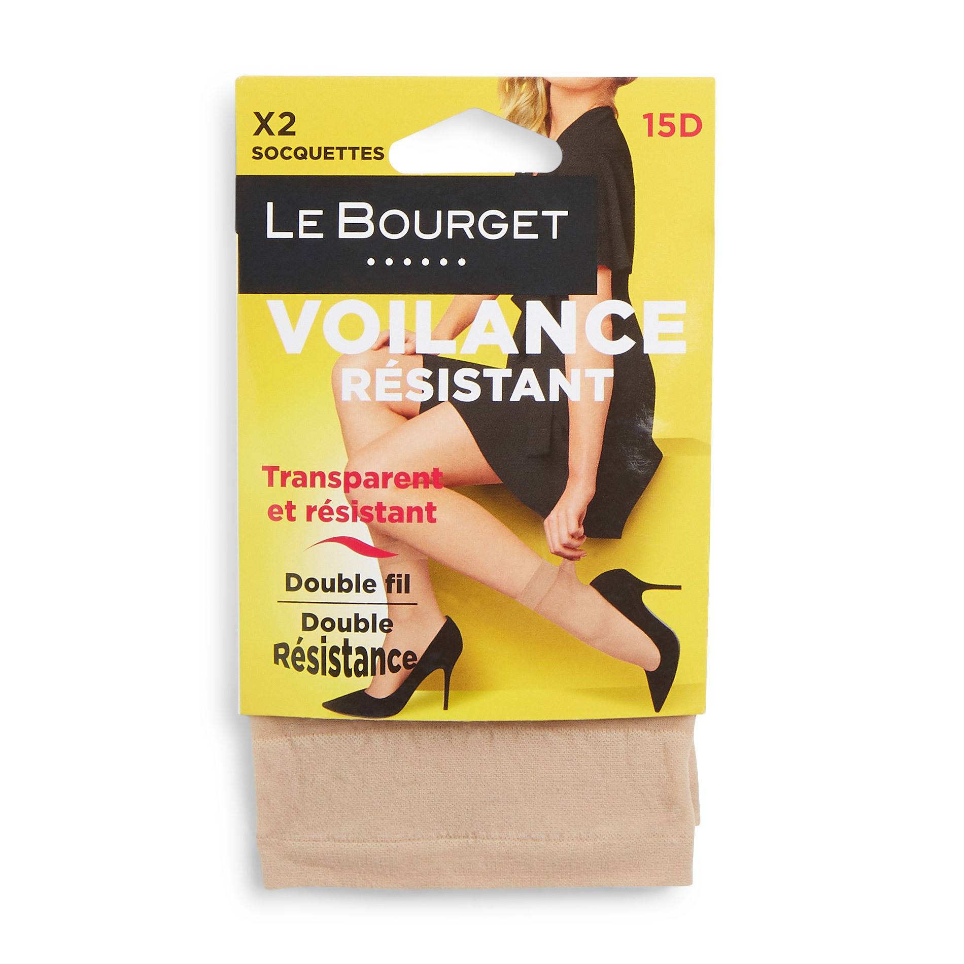 Lot de 2 paires de soquettes voile r&eacute;sistant Le Bourget, Beige clair, large image number 0