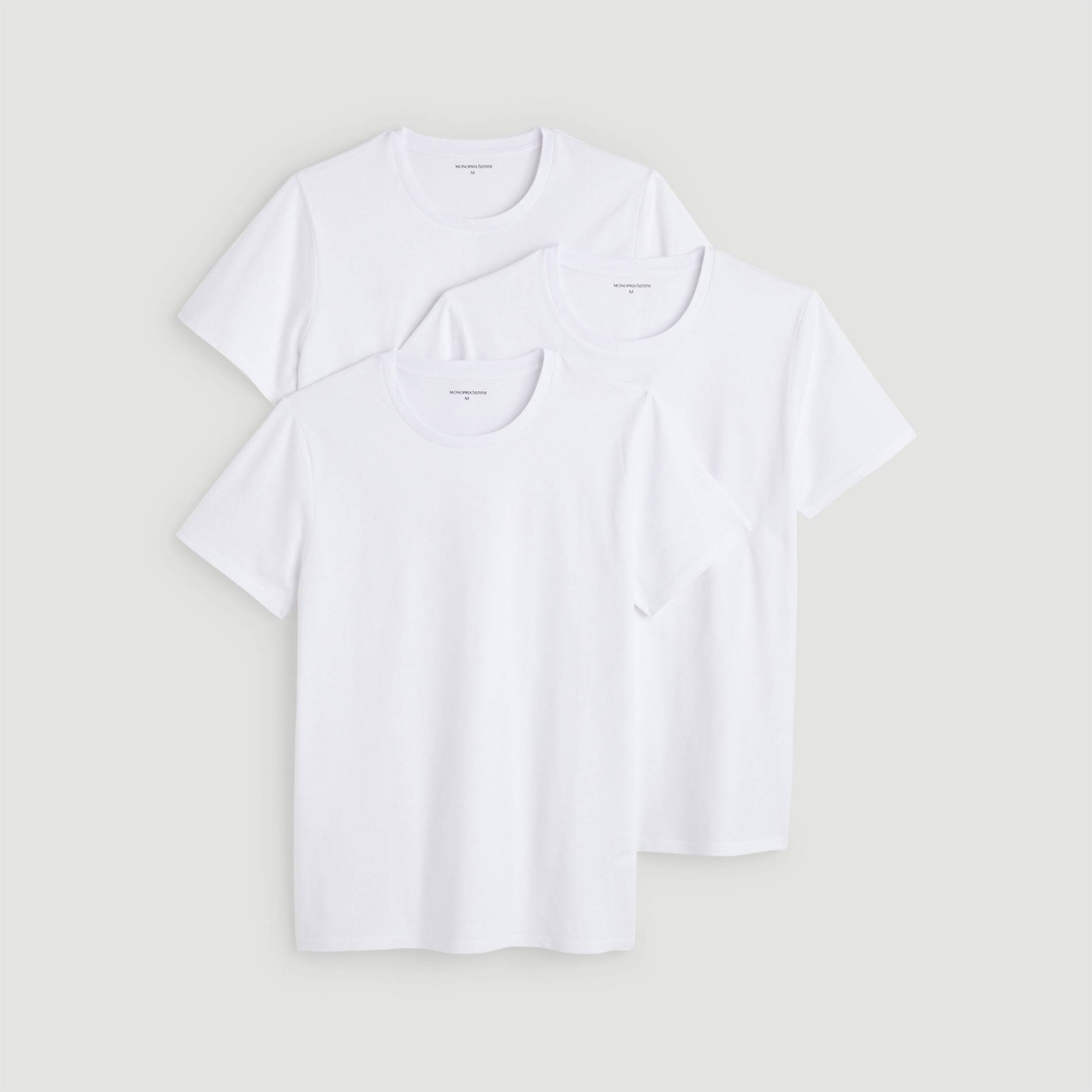 Lot de 3 t-shirts col rond, Blanc, large image number 2