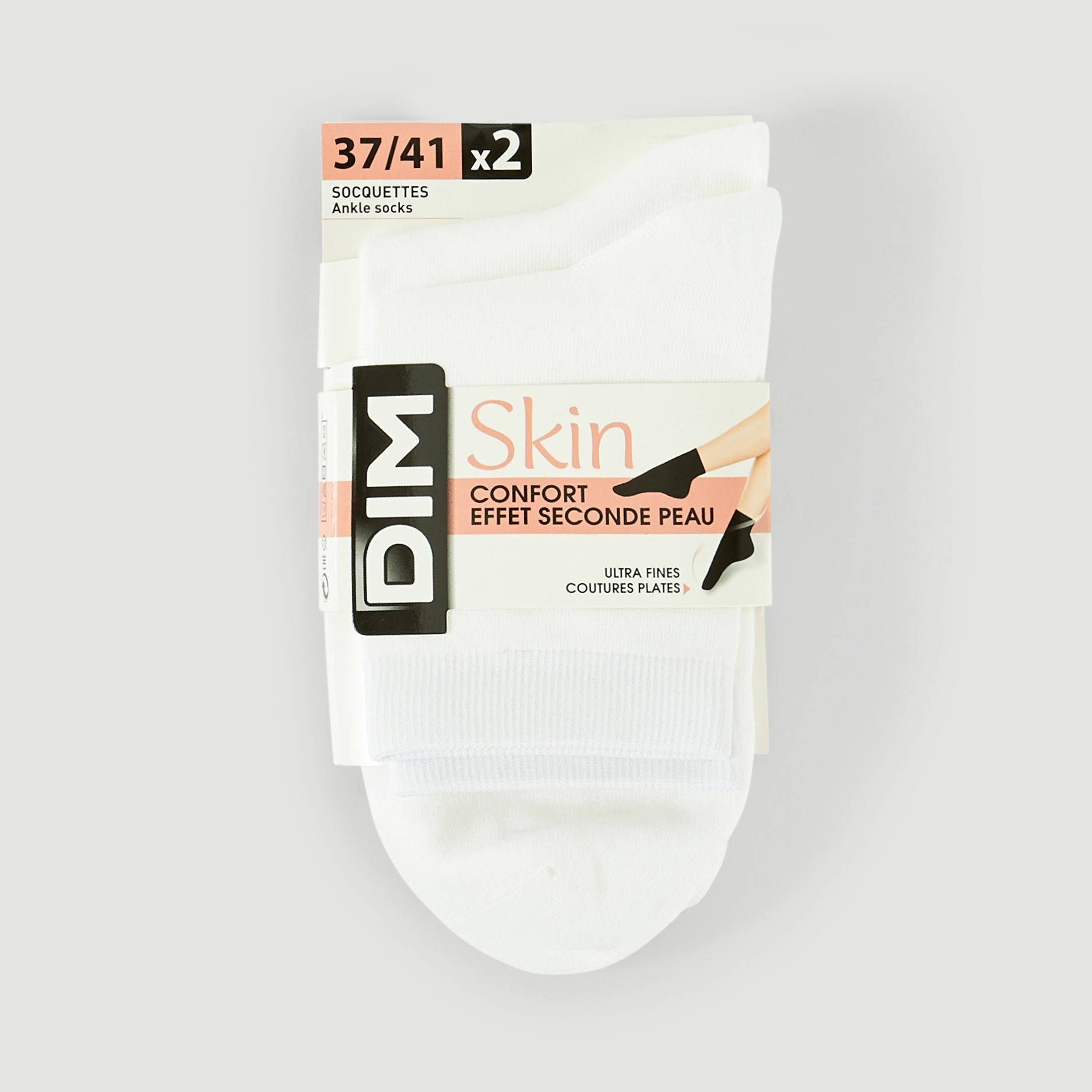 Lot x2 socquettes skin, noir, DIM, Blanc, large image number 0.0