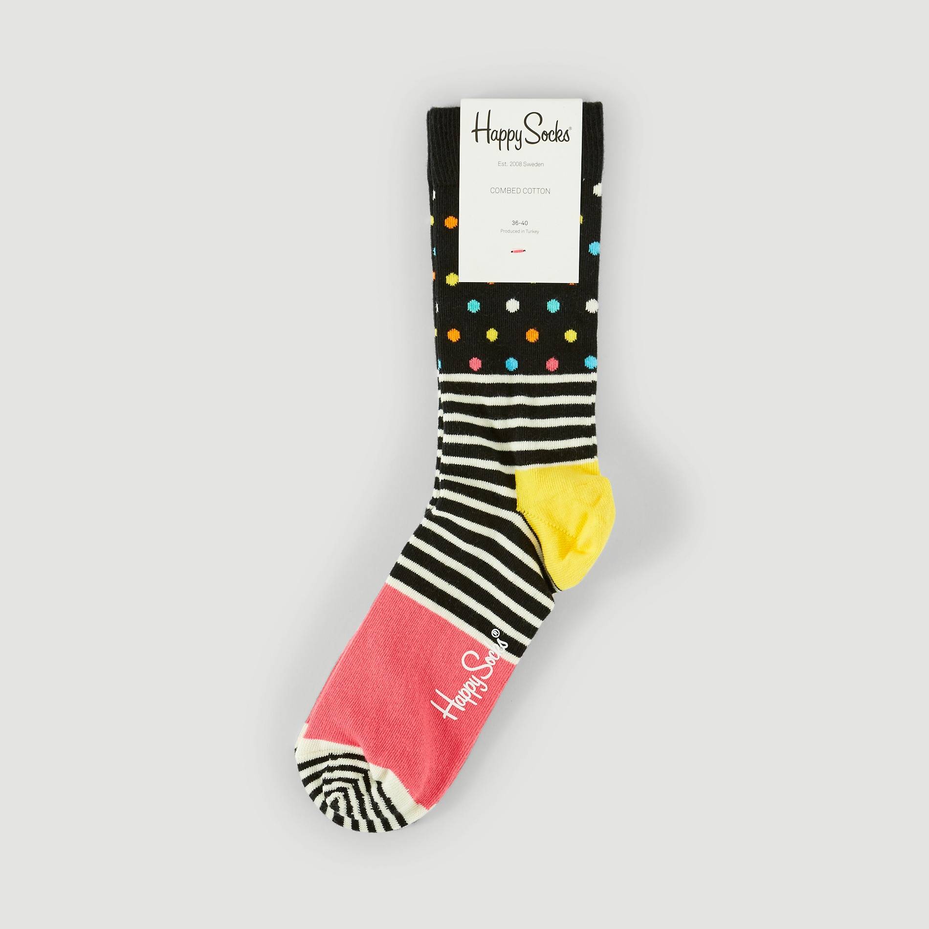 Chaussettes pois rayures, Noir, large image number 0