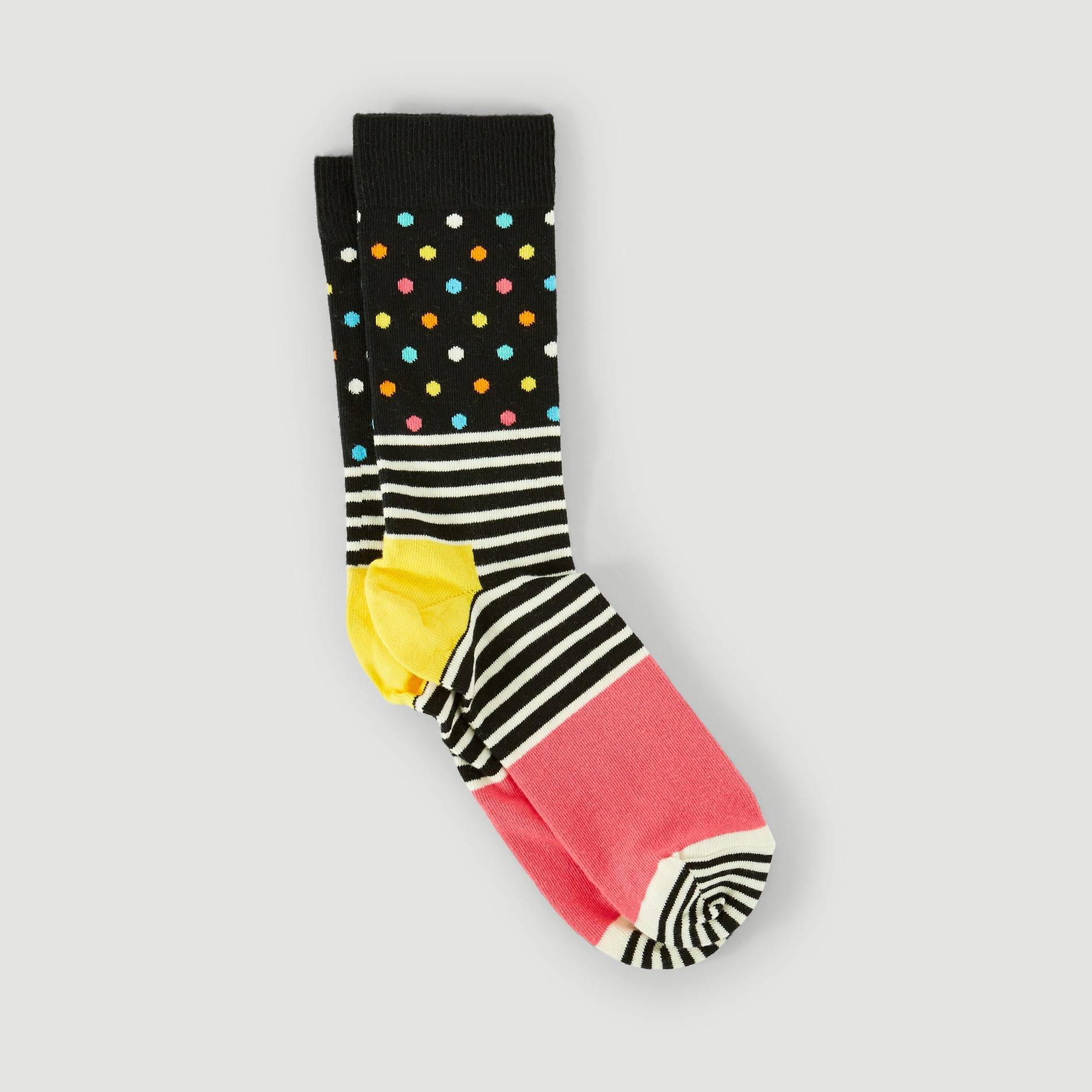 Chaussettes pois rayures, Noir, large image number 1