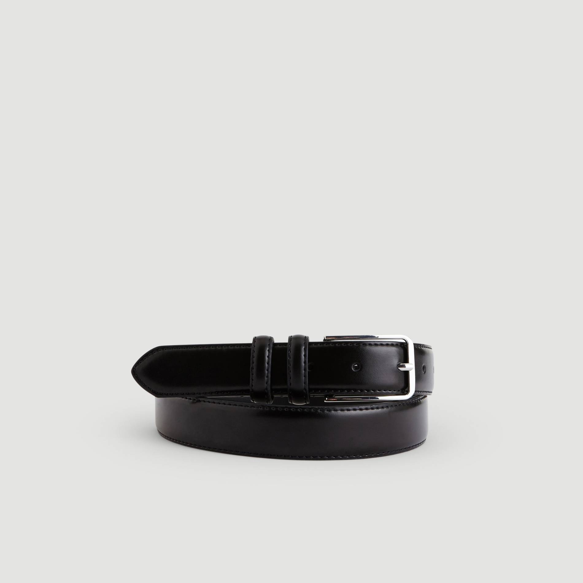 Ceinture unie, Cuir lisse Responsable, Noir, large image number 0