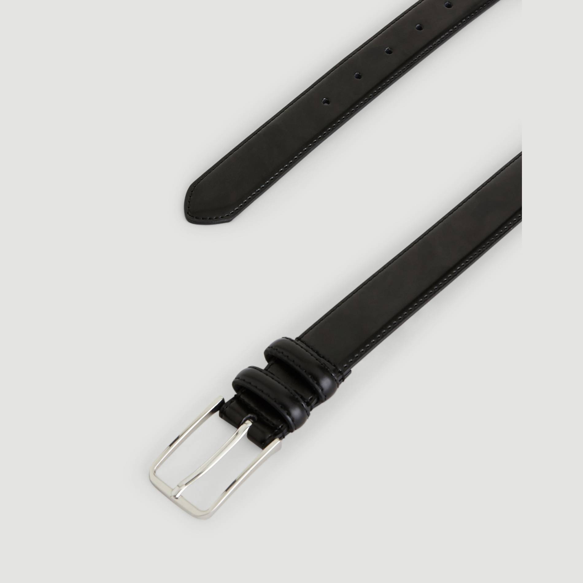Ceinture unie, Cuir lisse Responsable, Noir, large image number 1